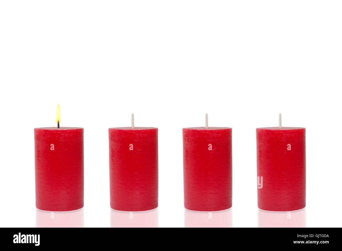 Quattro candele rosse,una masterizzazione Foto Stock