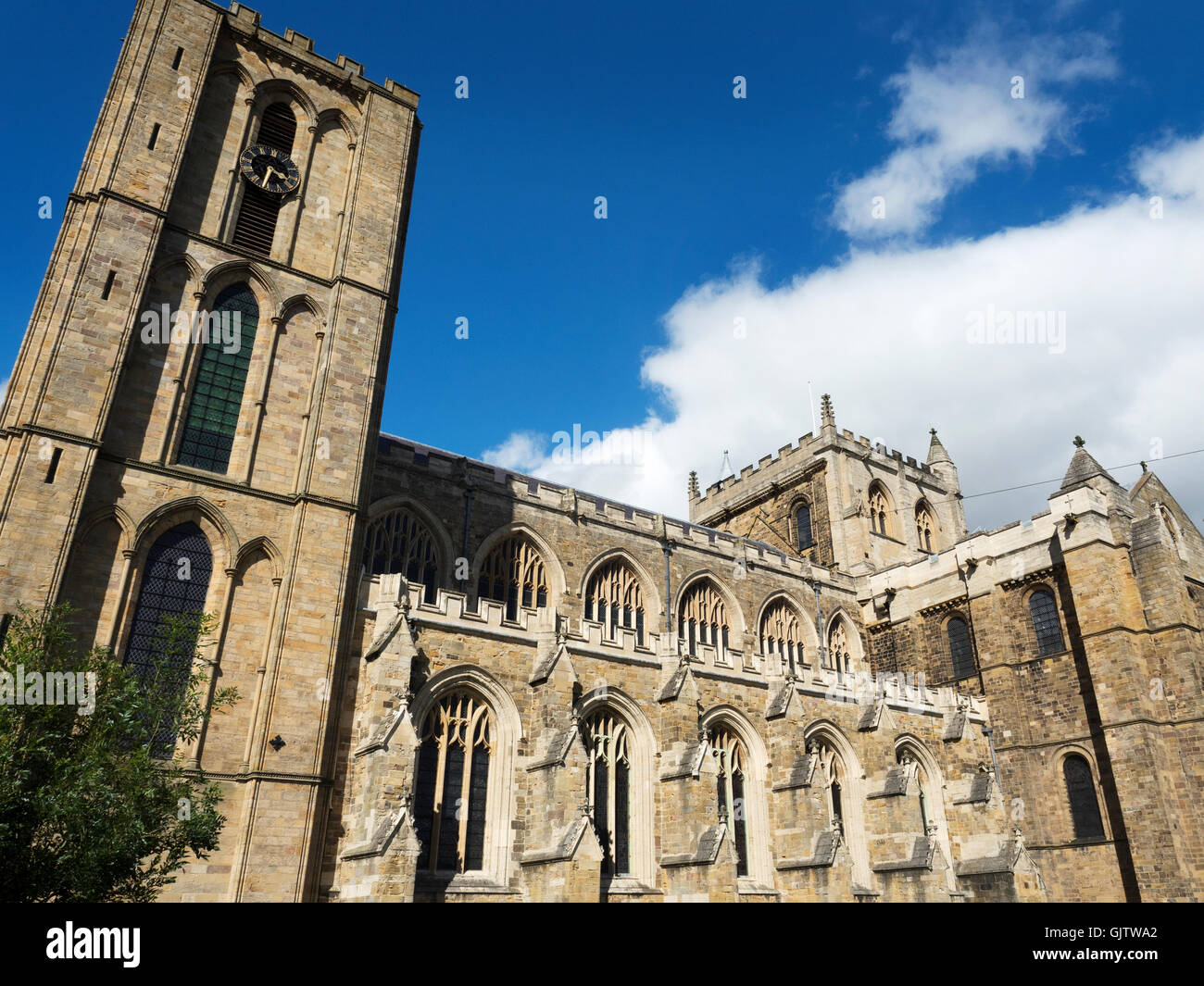 Inizio gotico inglese e stile normanno Architettura presso la cattedrale di Ripon North Yorkshire, Inghilterra Foto Stock