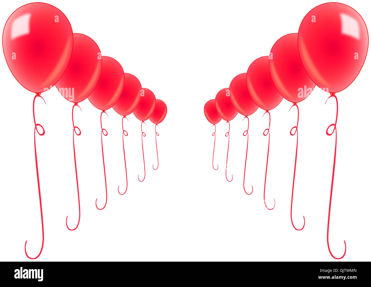 Rosso-palloncini-spalliera Foto Stock