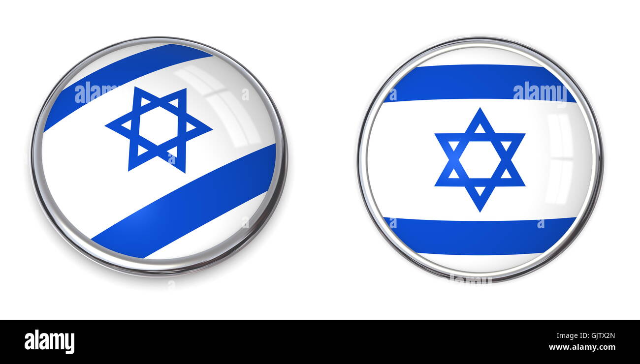 Pulsante di bandiera di Israele Foto Stock