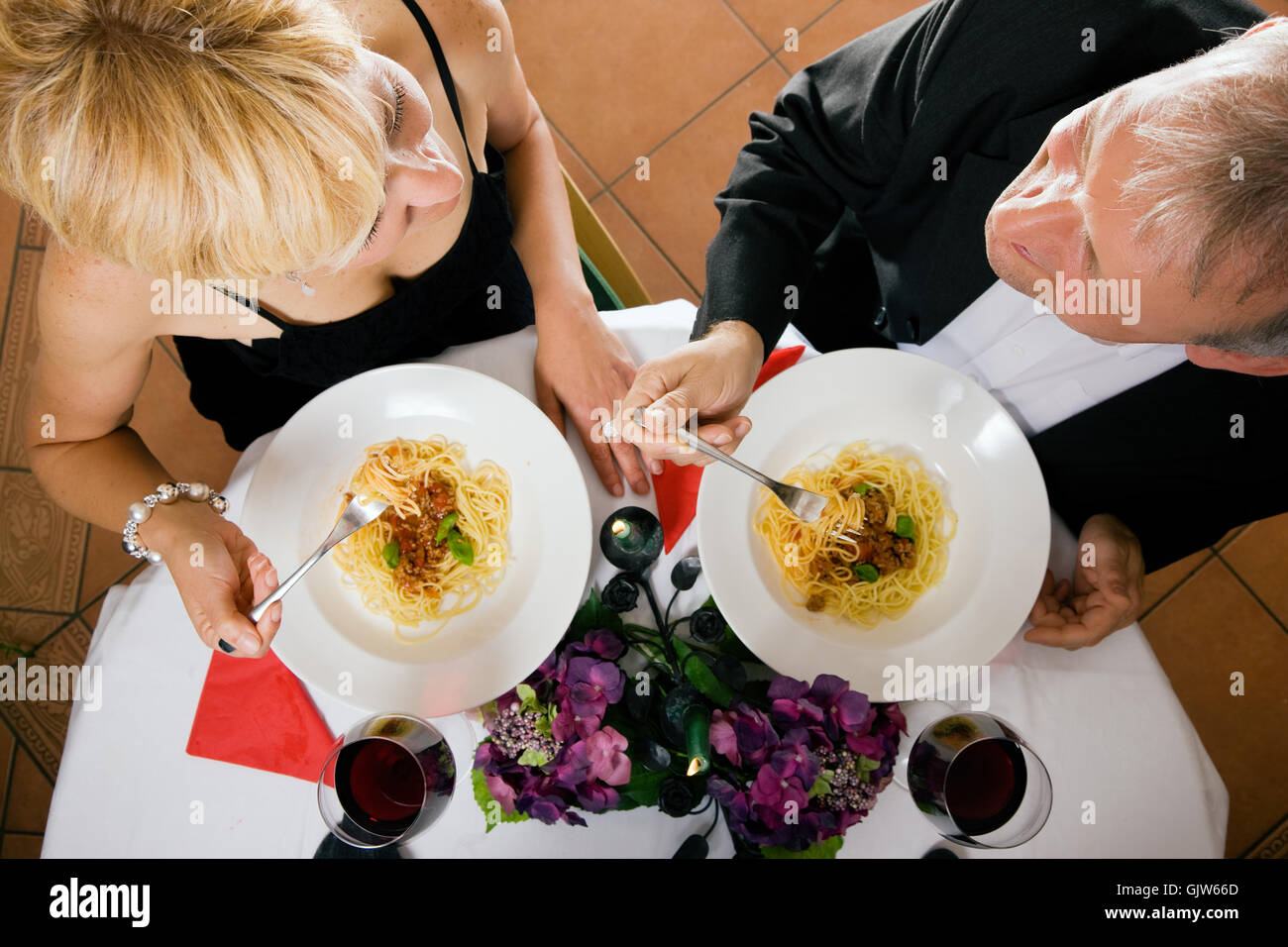 La cena a lume di candela Foto Stock