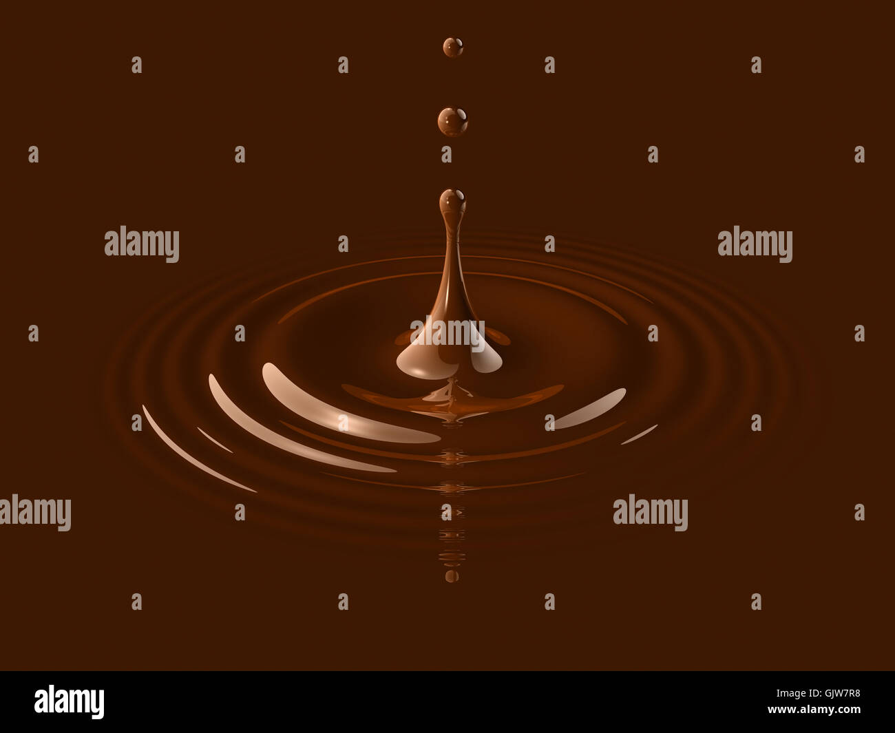 Caduta di liquidi di cacao Foto Stock