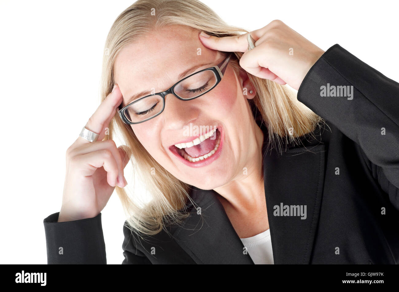 Donna emozioni frustrato Foto Stock