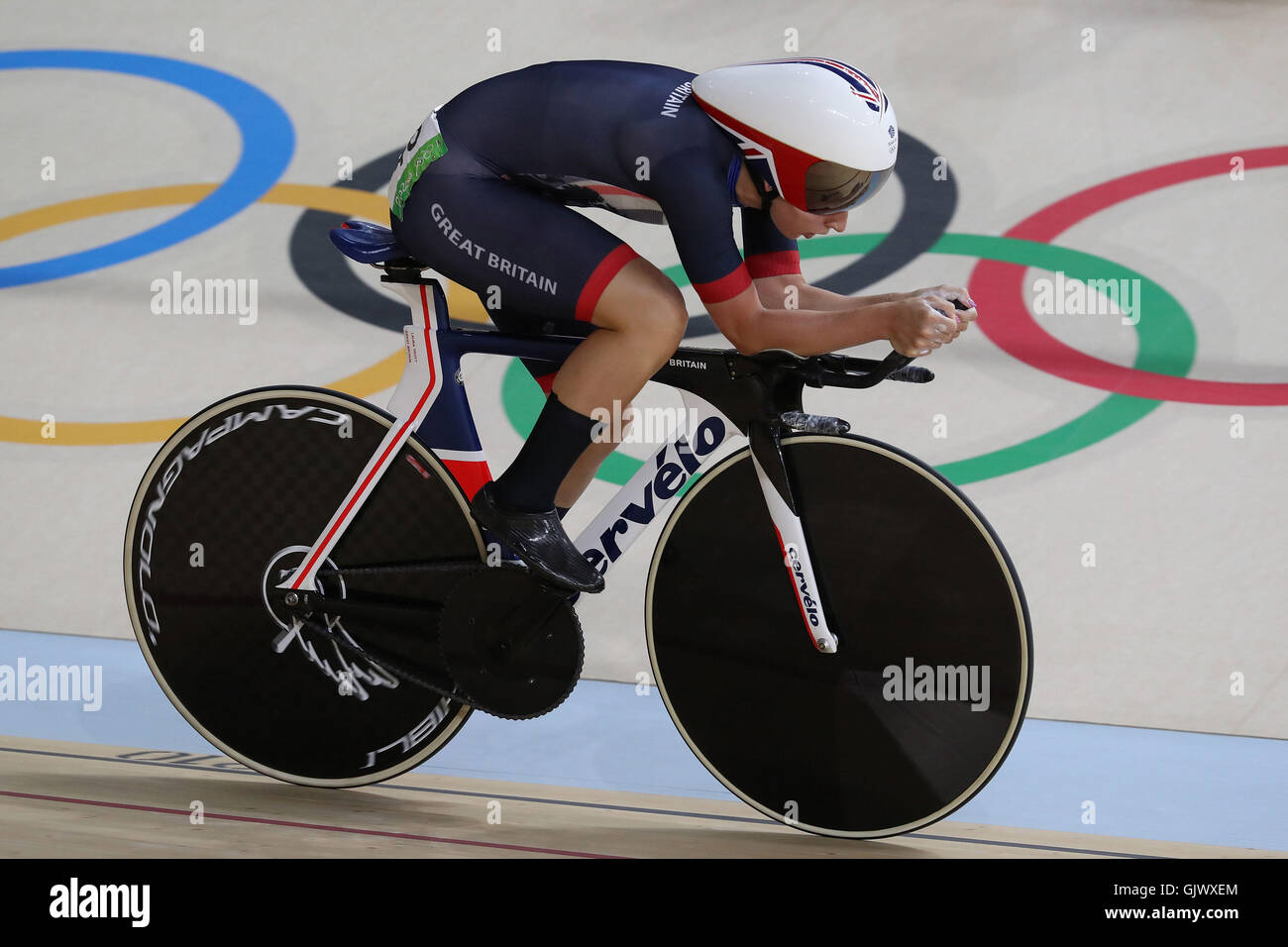 Rio de Janeiro, Brasile. Il 15 agosto, 2016. Velodromo ciclismo, 2016 Giochi Olimpici. Laura Trott (GBR) in womens omnium Credito: Azione Sport Plus/Alamy Live News Foto Stock