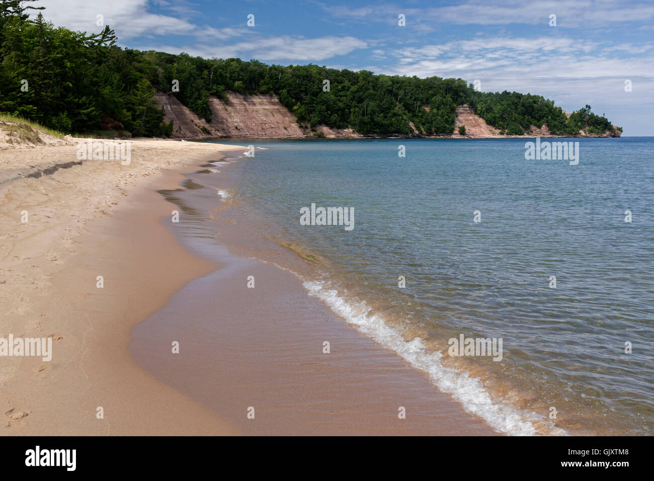 Munising, Michigan - telecomando a nord sulla spiaggia di Grand Island a Grand Island National Recreation Area. Foto Stock