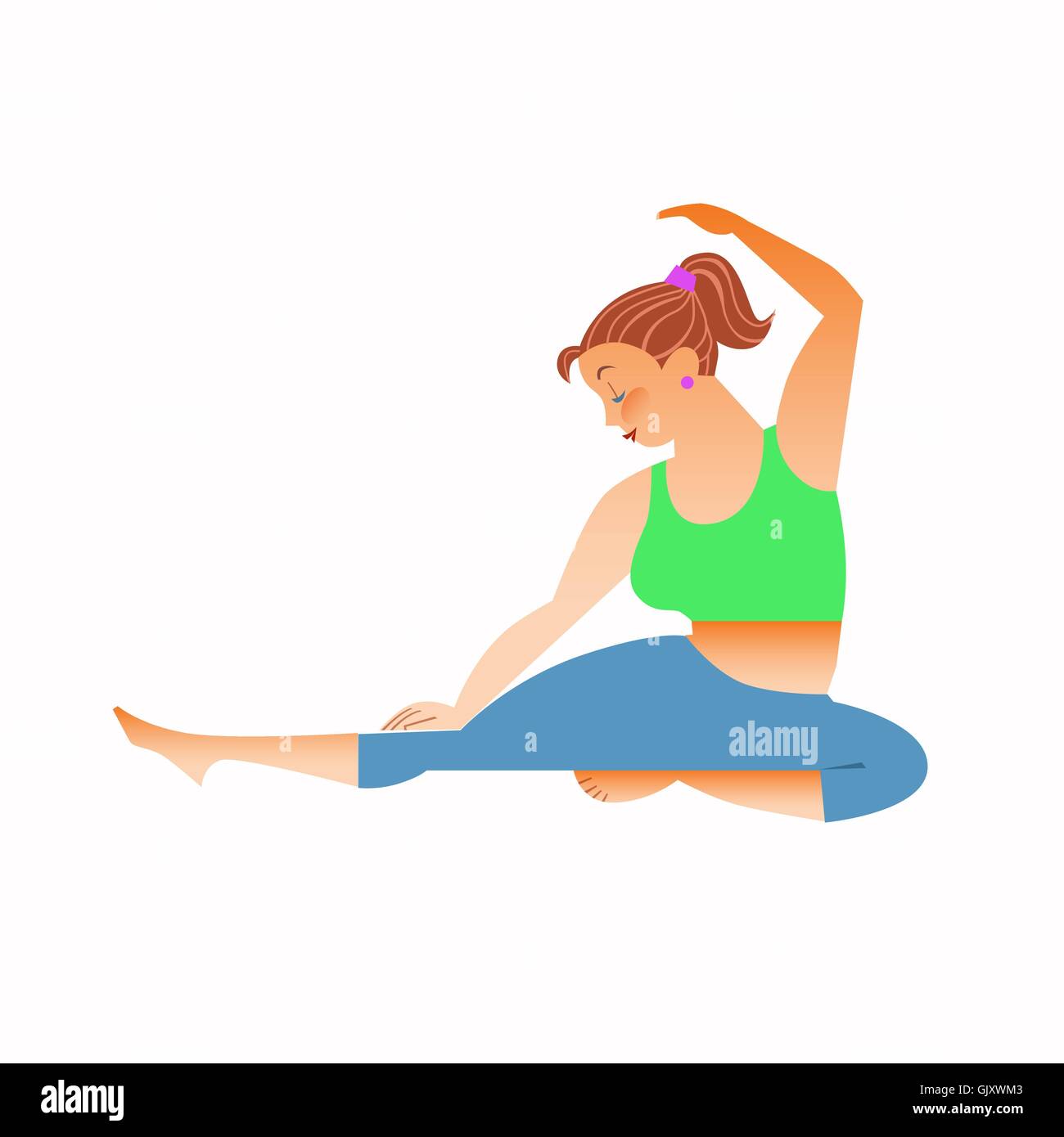 Normale un po' di grasso donna fare yoga Illustrazione Vettoriale