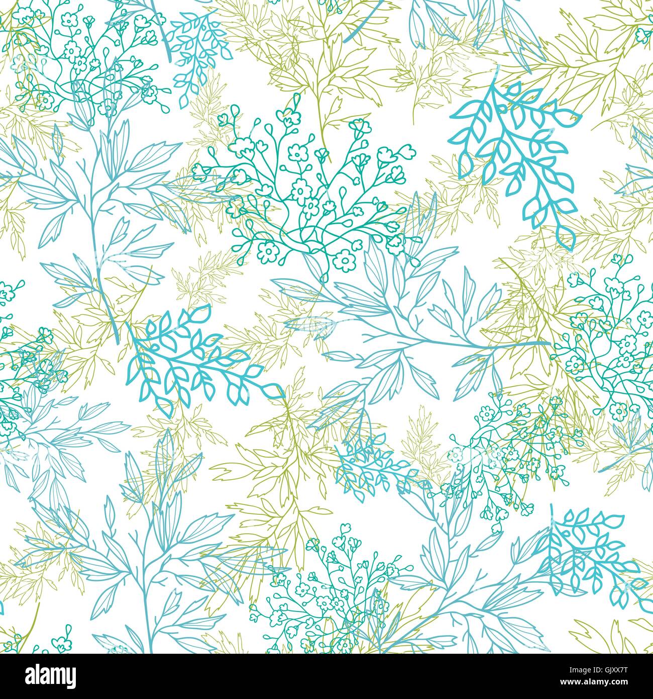 Sparse blu verde rami seamless sfondo pattern Illustrazione Vettoriale