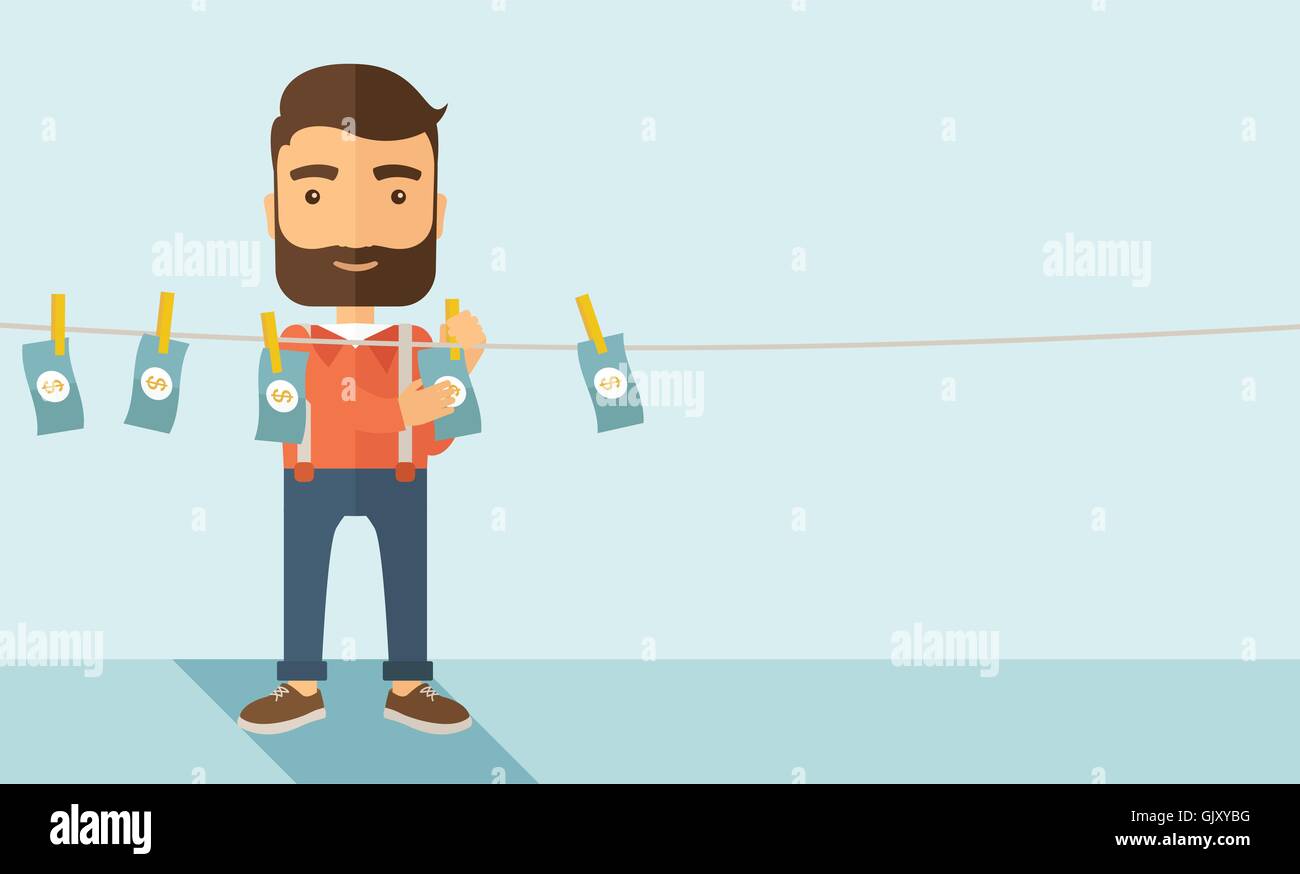 L uomo nel settore del riciclaggio di capitali Illustrazione Vettoriale