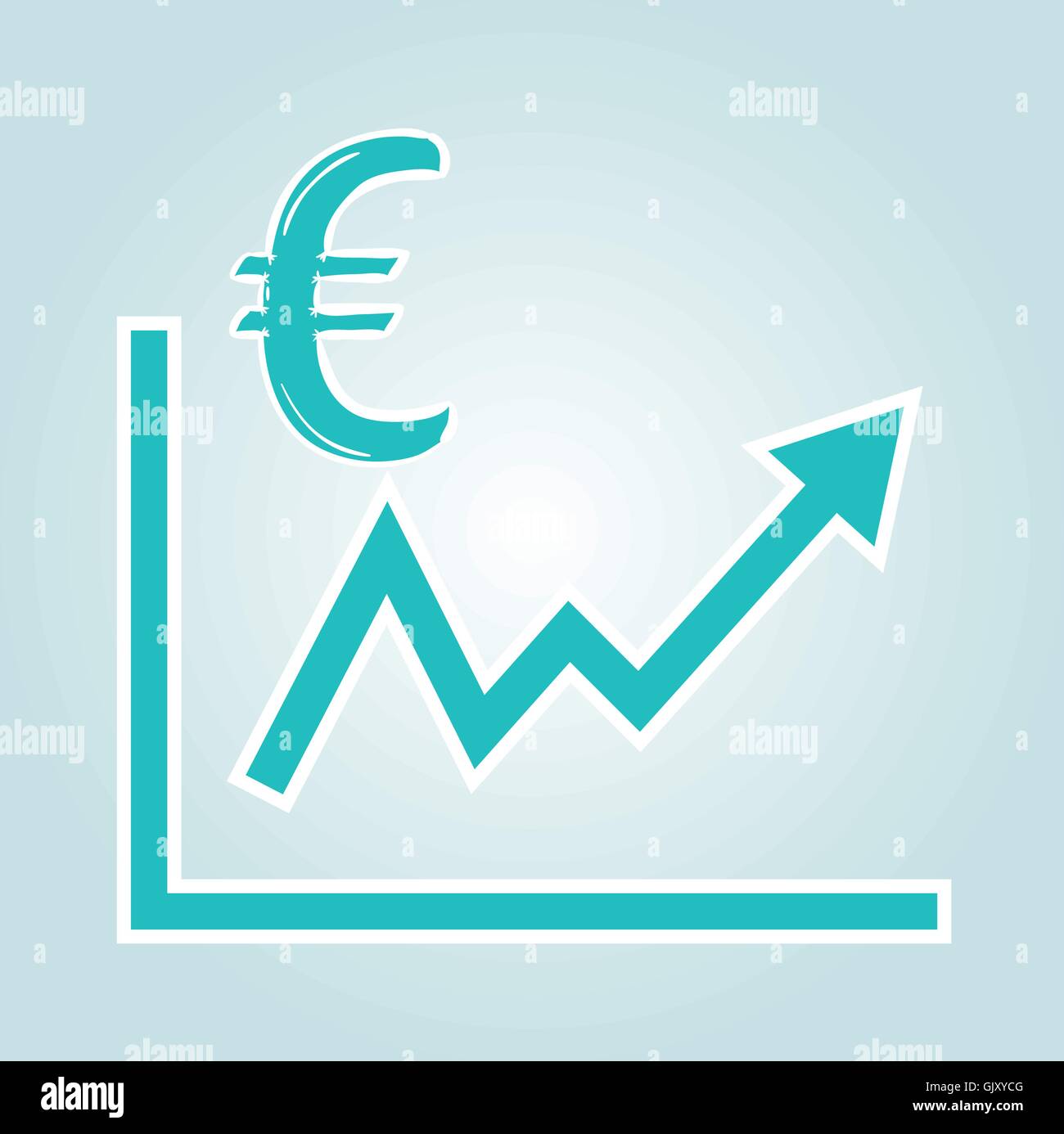 Aumentando il grafico con il simbolo dell'euro Illustrazione Vettoriale