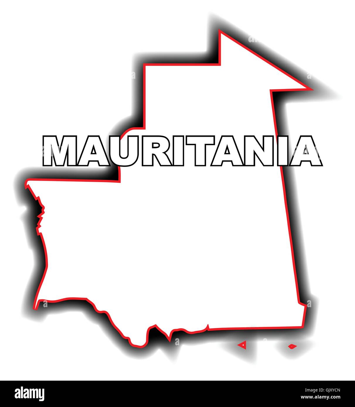 Mappa di contorno di Mauritania Illustrazione Vettoriale