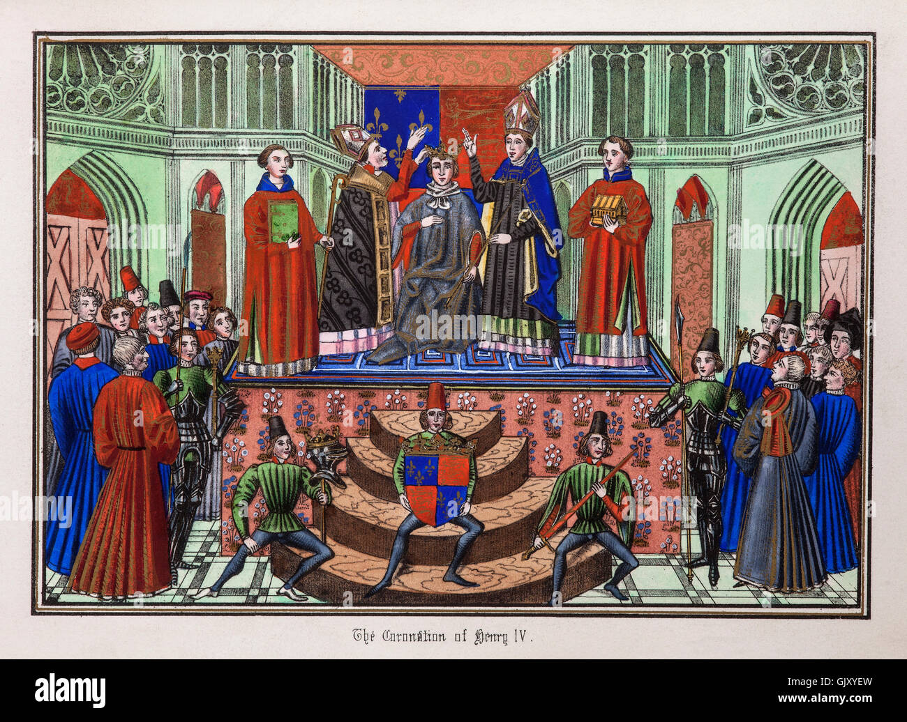 L incoronazione di Enrico IV nella Westminster Abbey il 13 ottobre 1399. Foto Stock