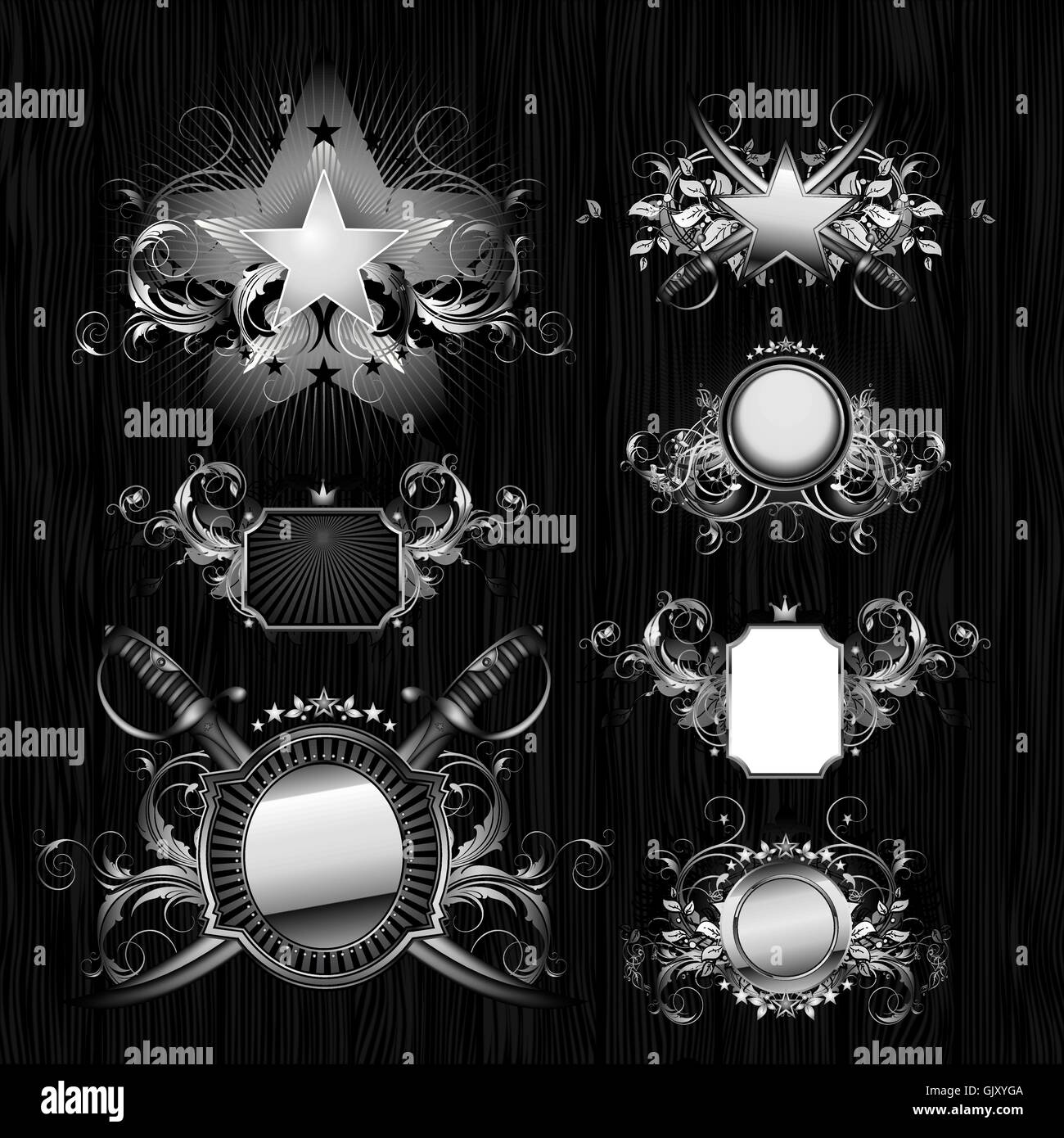 Medievale scudi araldici Illustrazione Vettoriale