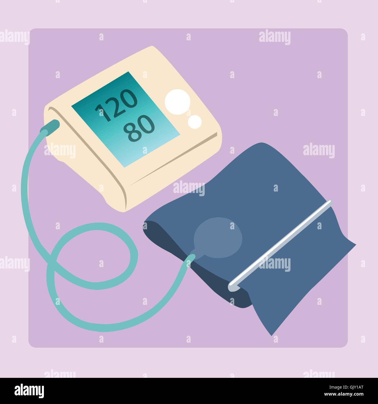 Misure dello sfigmomanometro della pressione del sangue di letture di 120 80 Illustrazione Vettoriale
