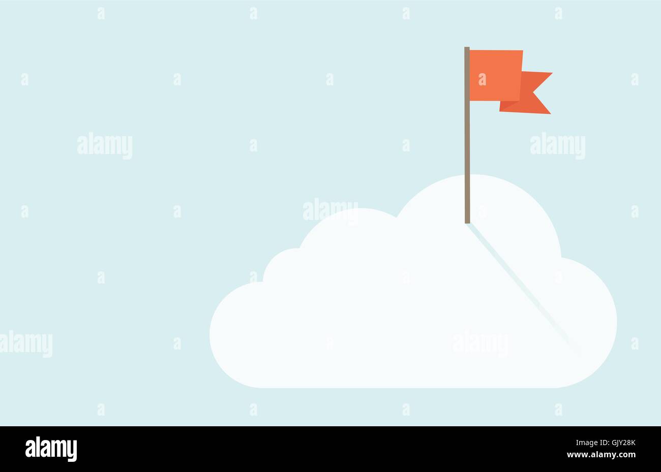 Bandiera rossa sulla parte superiore della nube. Illustrazione Vettoriale