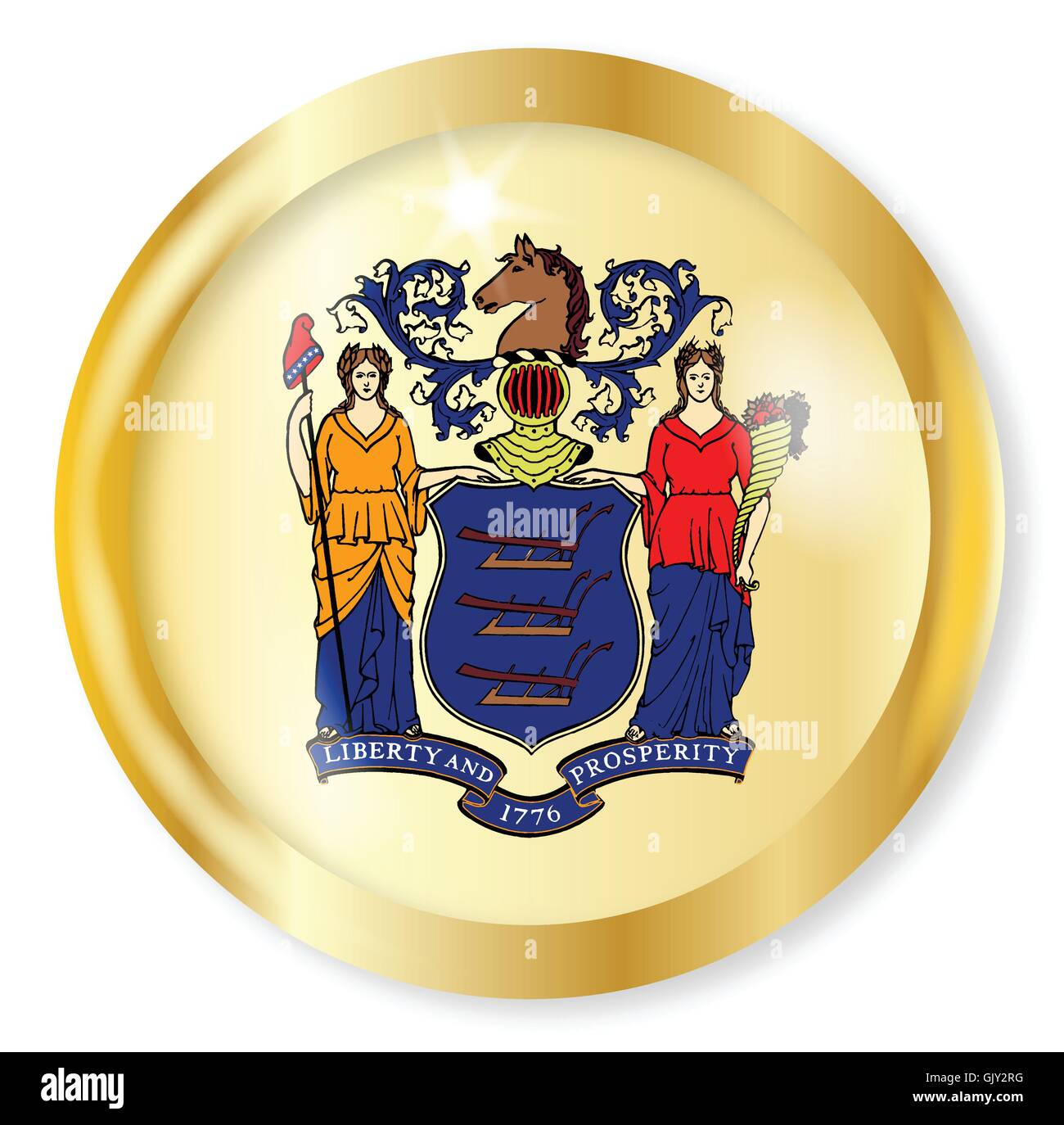 New Jersey pulsante bandiera Illustrazione Vettoriale