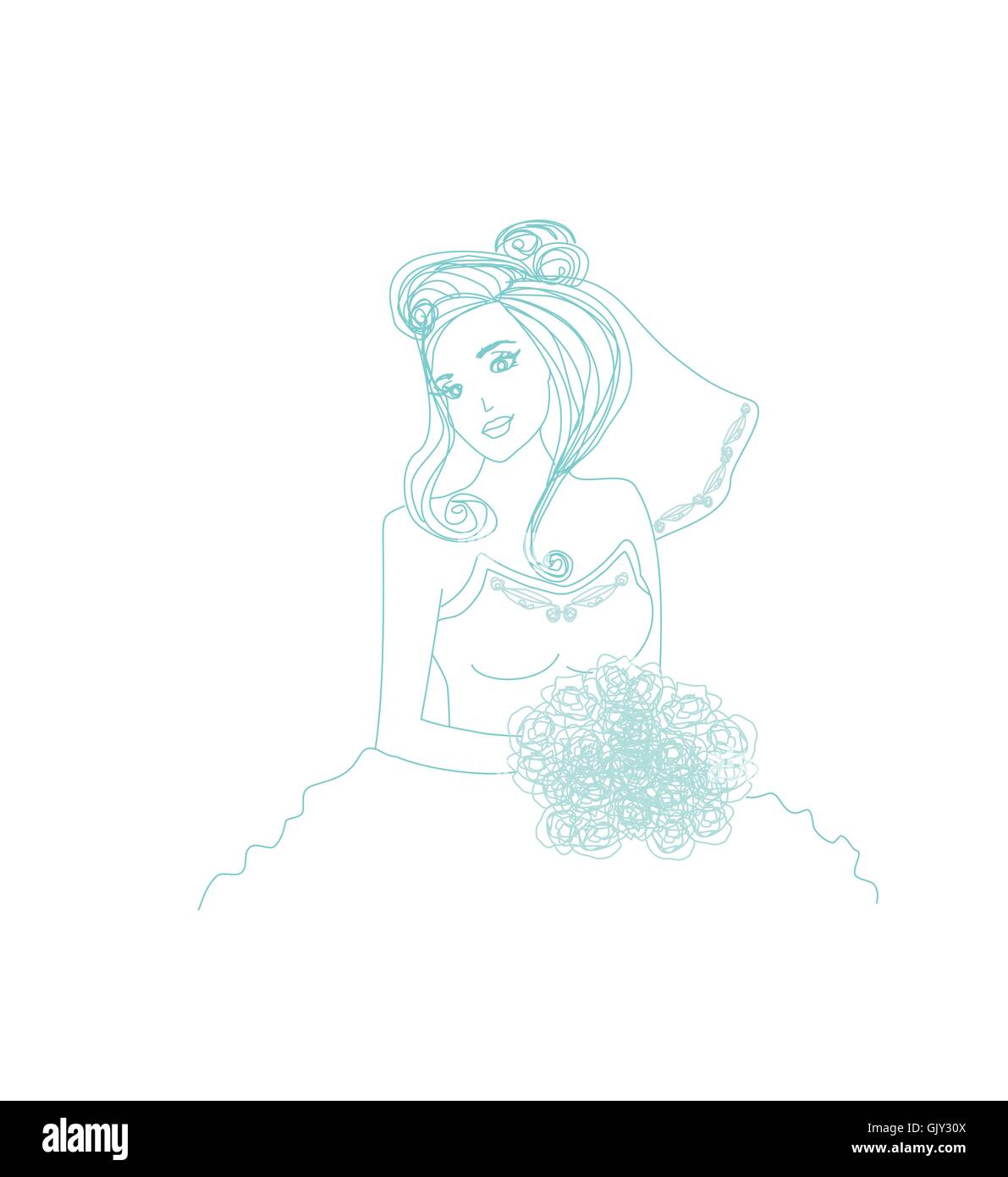 Bella Sposa - doodle illustrazione Illustrazione Vettoriale