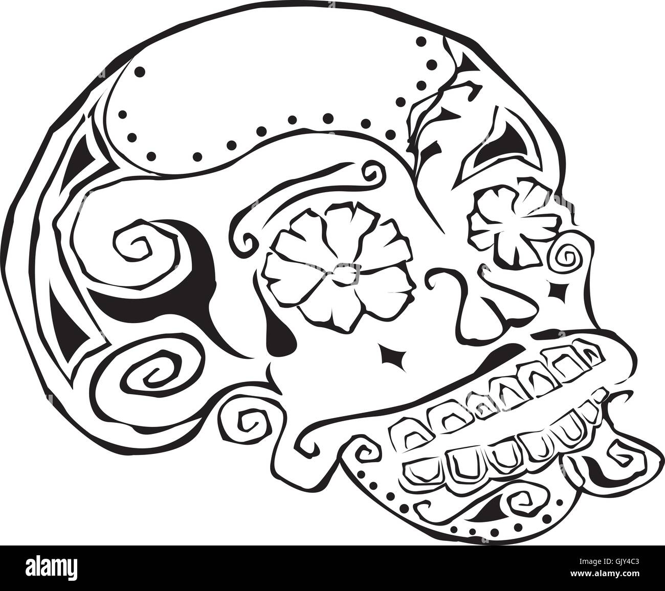 Il giorno dei morti cranio Illustrazione Vettoriale