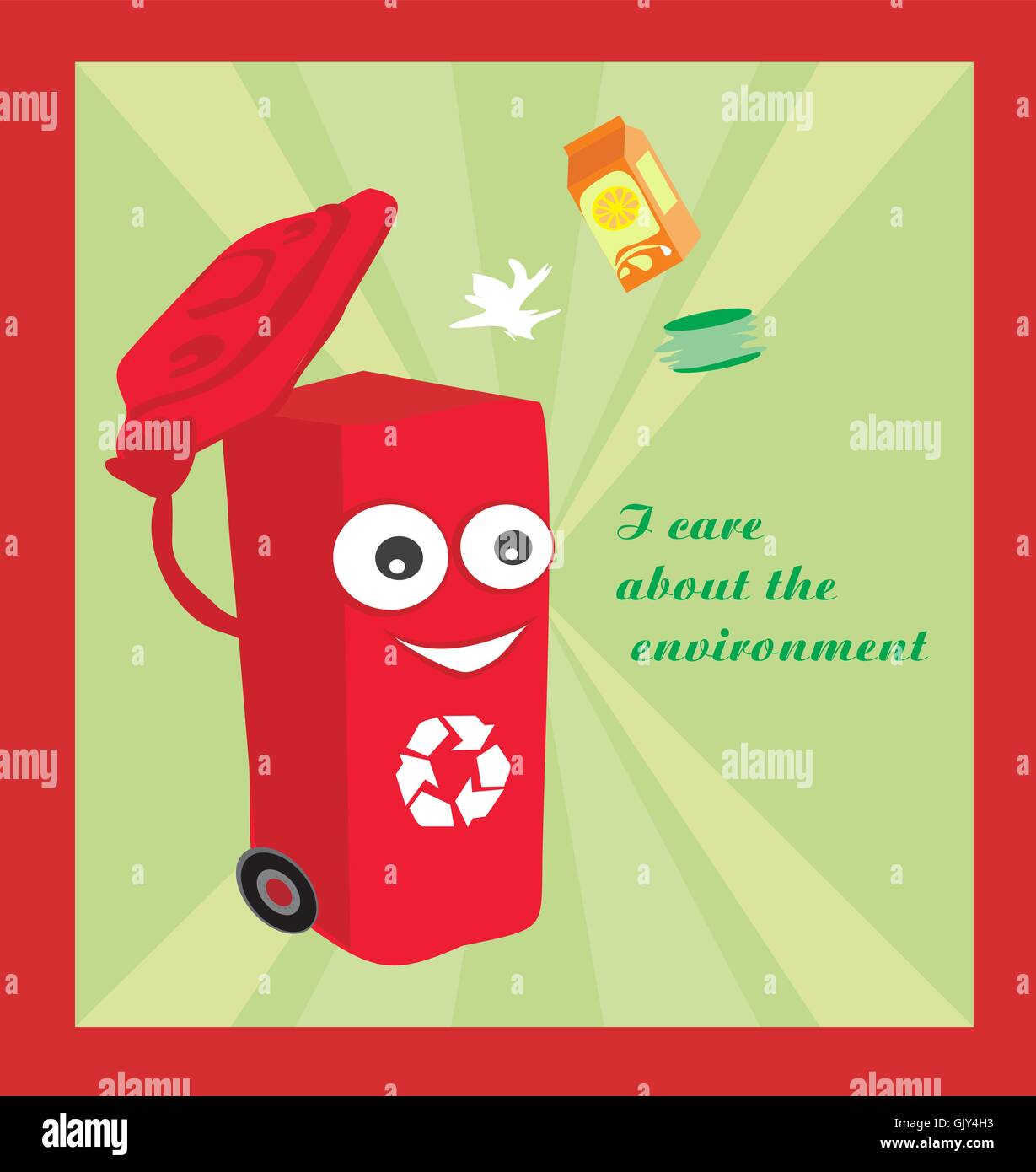 Un vettore cartoon che rappresenta un divertente contenitore di riciclaggio Illustrazione Vettoriale