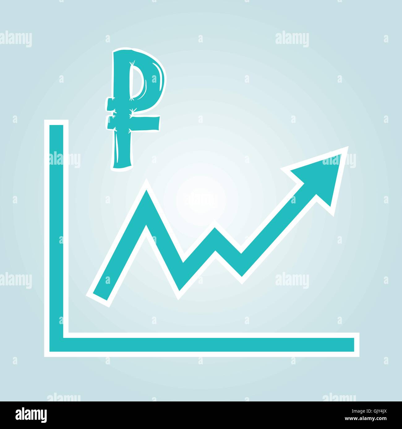 Aumentando il grafico con il rublo simbolo Illustrazione Vettoriale