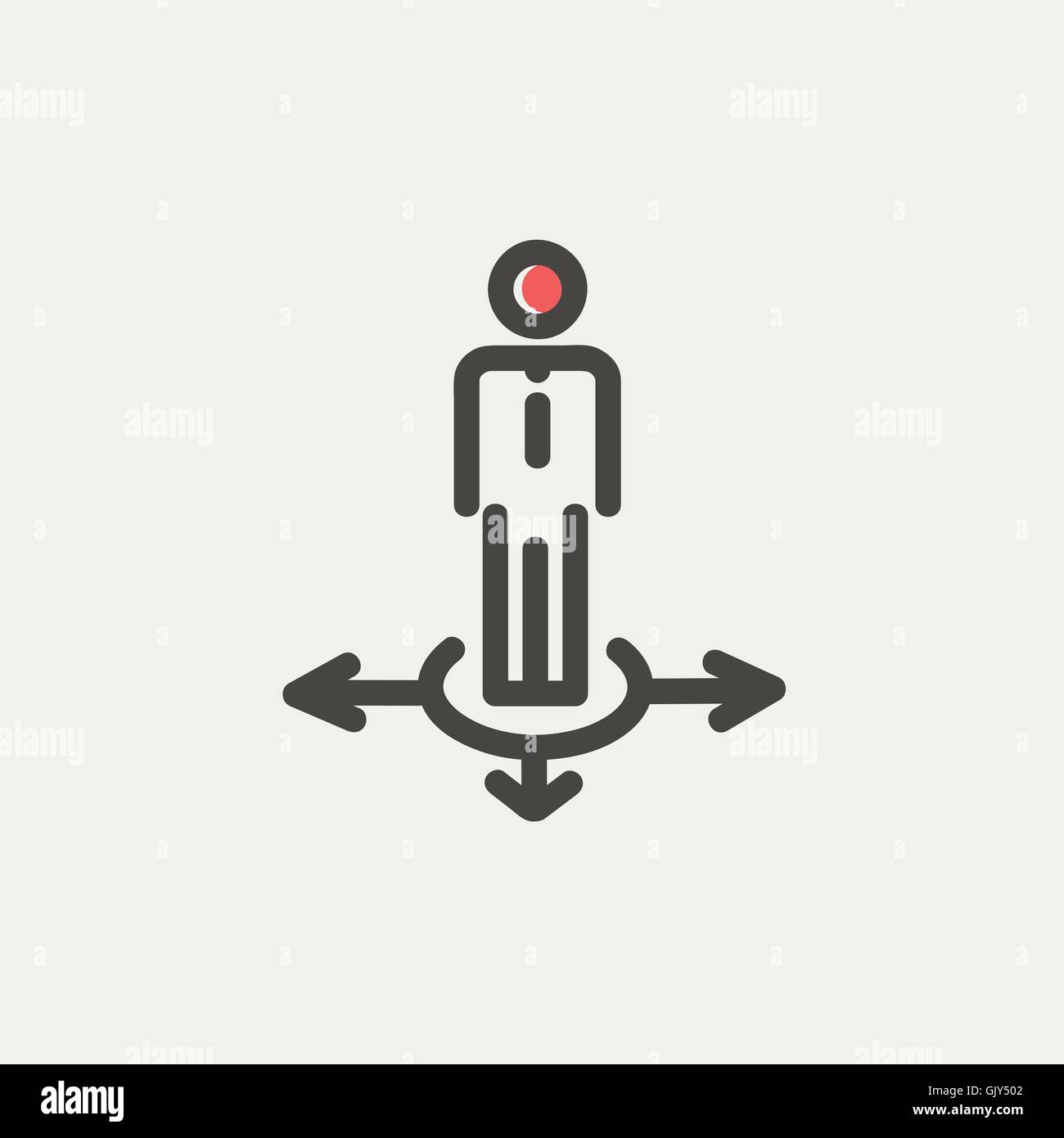 Uomo in tre modi sottili Icona di linea Illustrazione Vettoriale