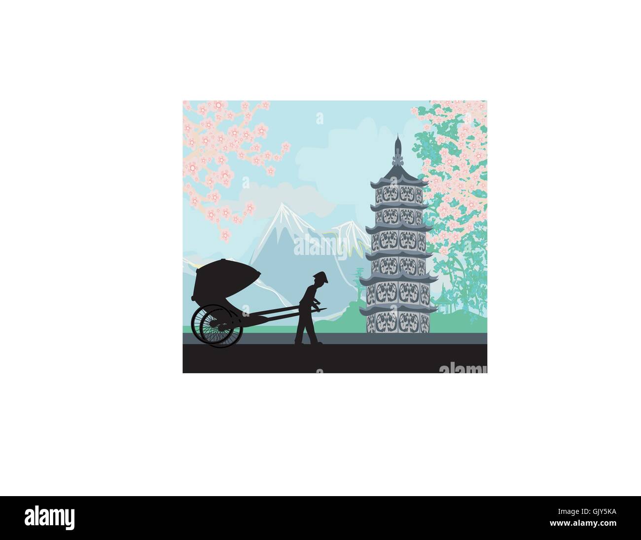 In rickshaw cinese Illustrazione Vettoriale