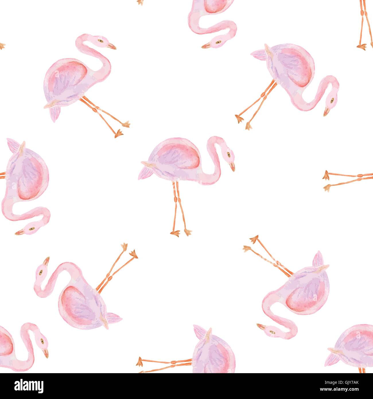 Acquerello seamless pattern con flamingo bird. Illustrazione Vettoriale