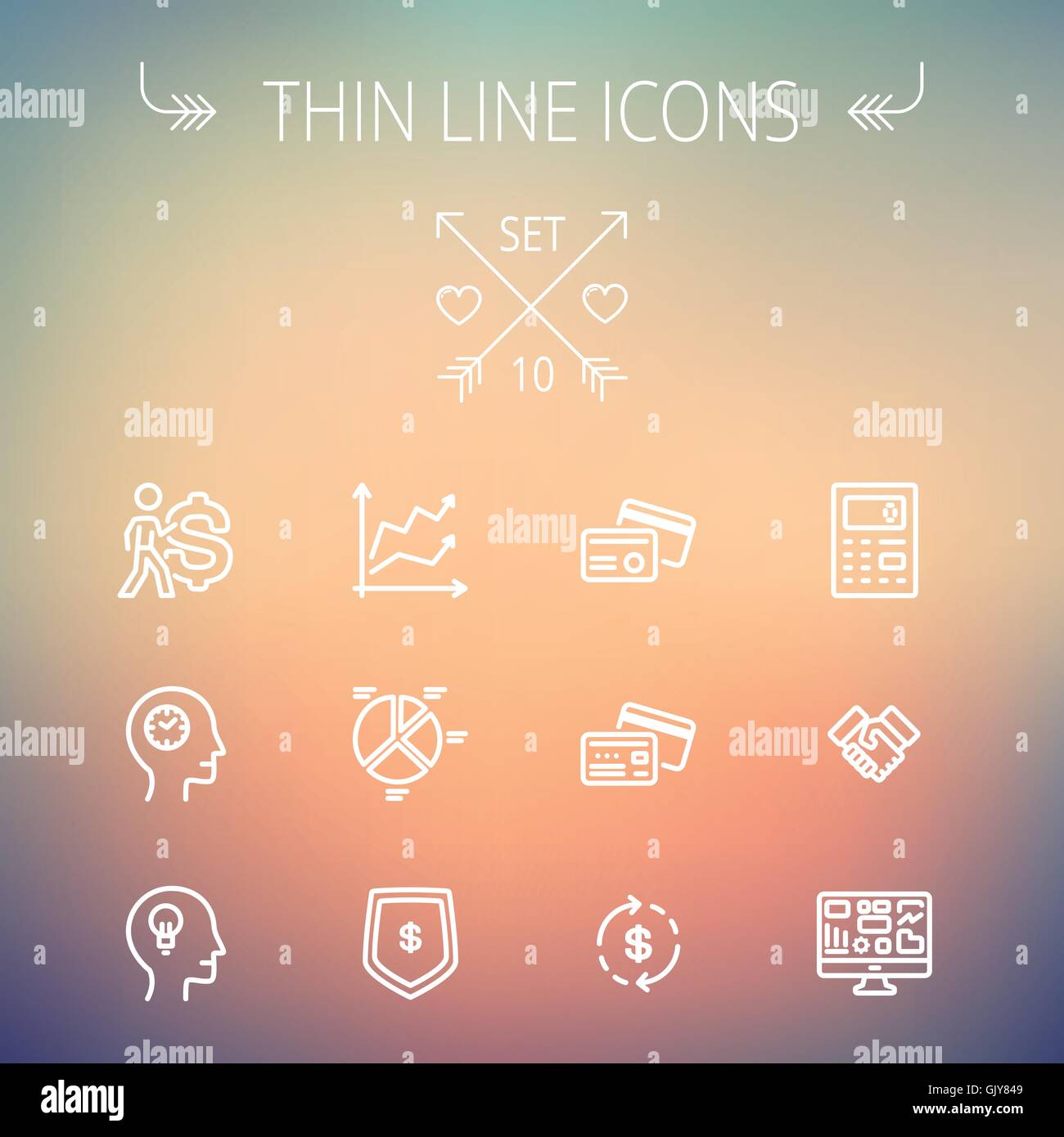 Business linea sottile icone. Illustrazione Vettoriale