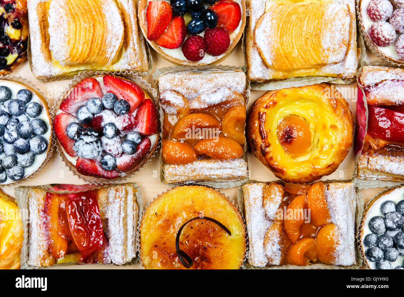 Crostate di frutta Paste Foto Stock