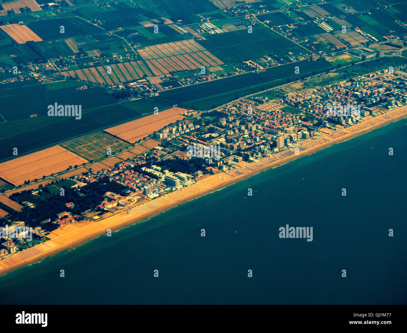 Il Lido di Jesolo o Jesolo Lido, la spiaggia del comune di Jesolo in provincia di Venezia, Italia. Foto Stock