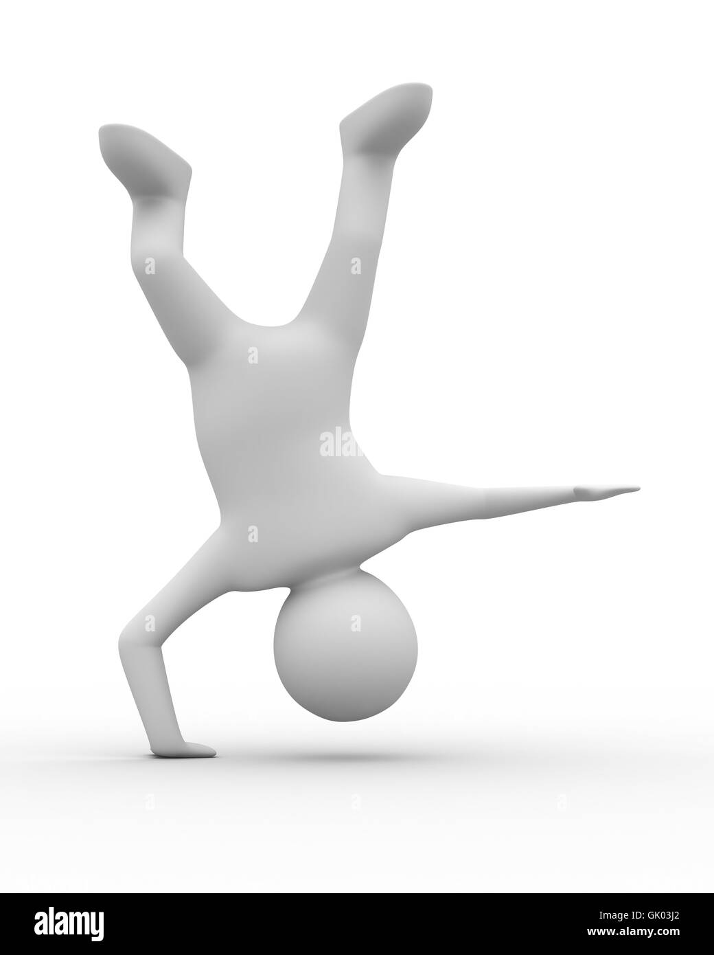 L'uomo handstand su sfondo bianco. Isolato immagine 3D Foto Stock