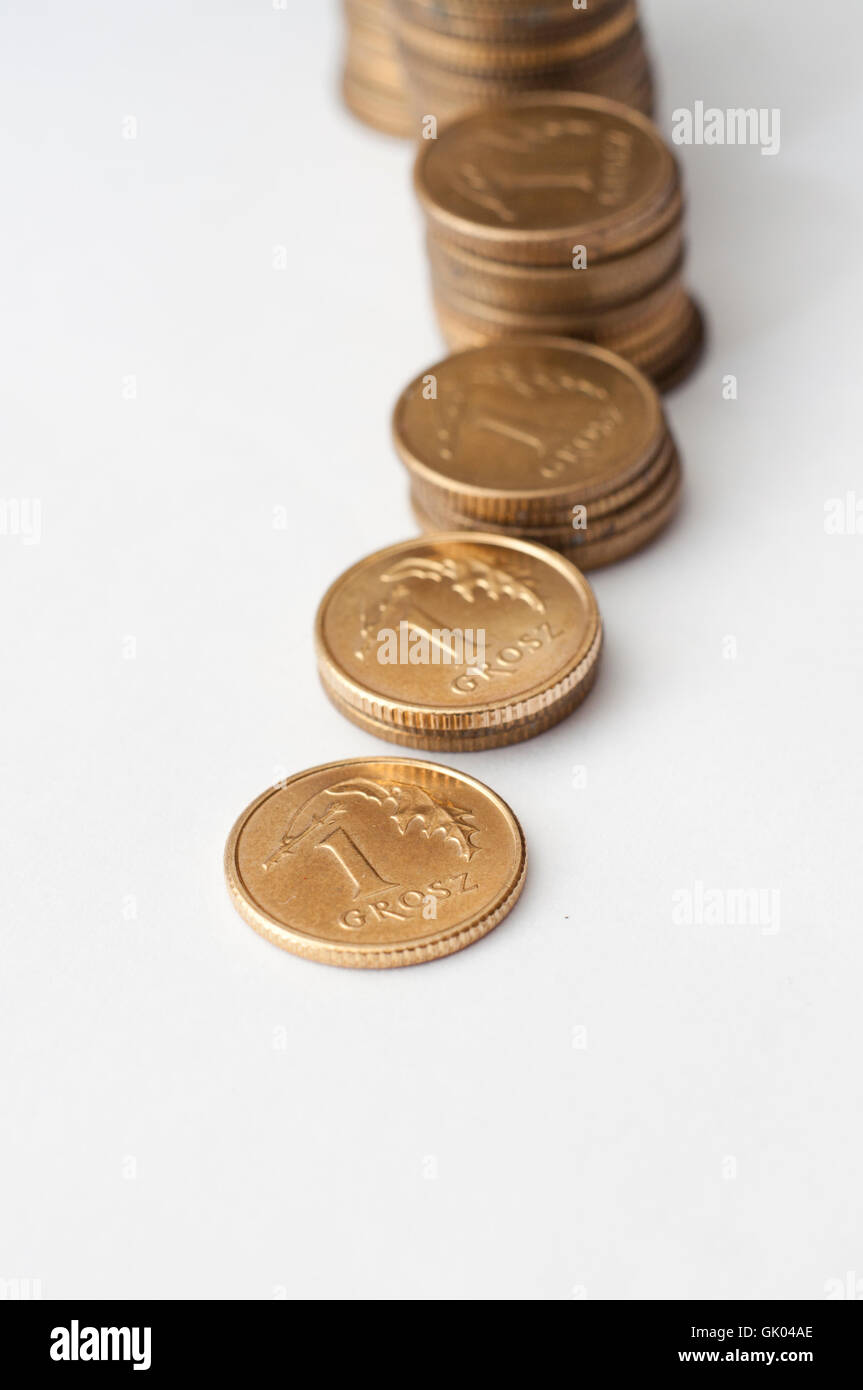 Monete di Polish zloty valuta Foto Stock