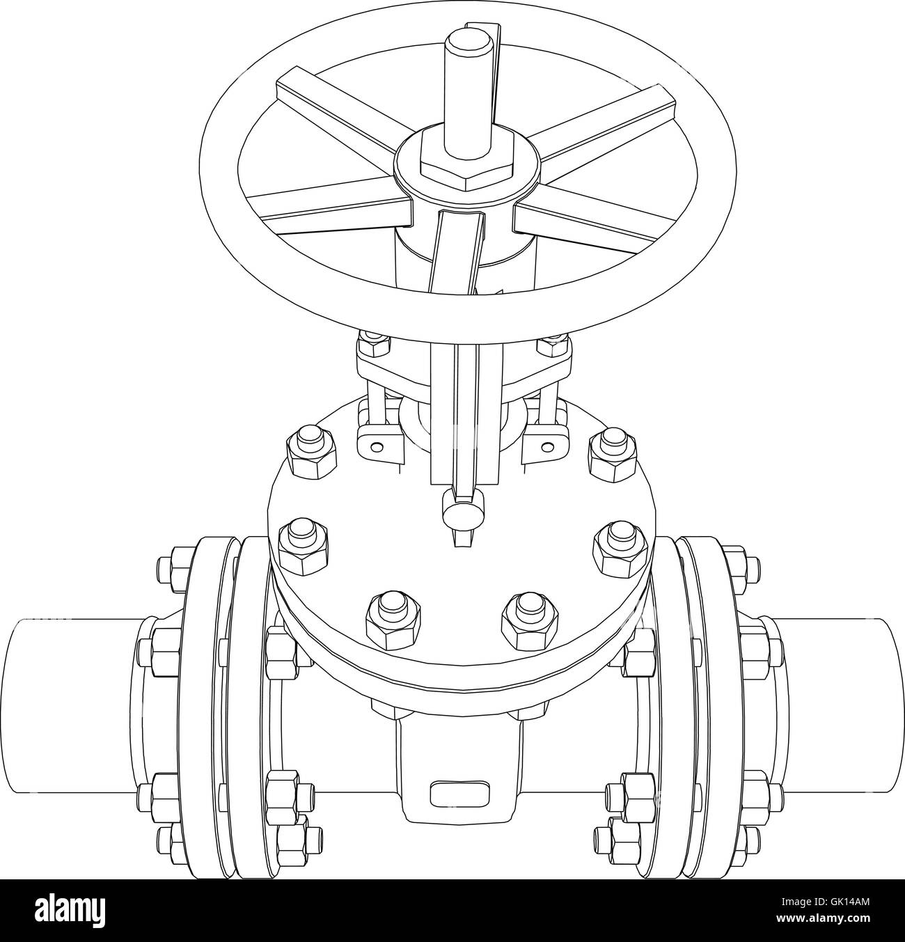 Valvola industriale. Vettore di rendering 3D Illustrazione Vettoriale