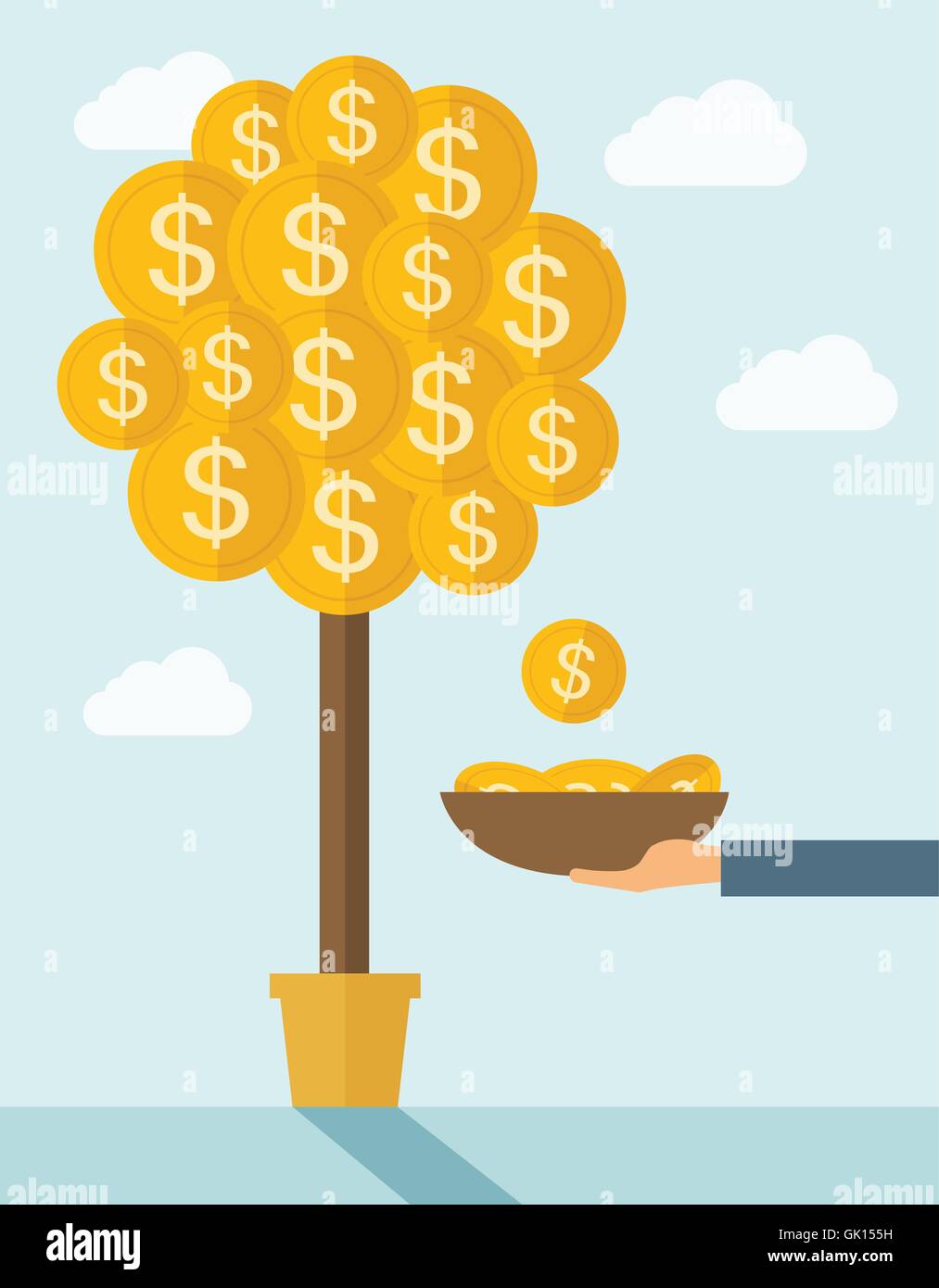 Il denaro cresce sugli alberi. Illustrazione Vettoriale