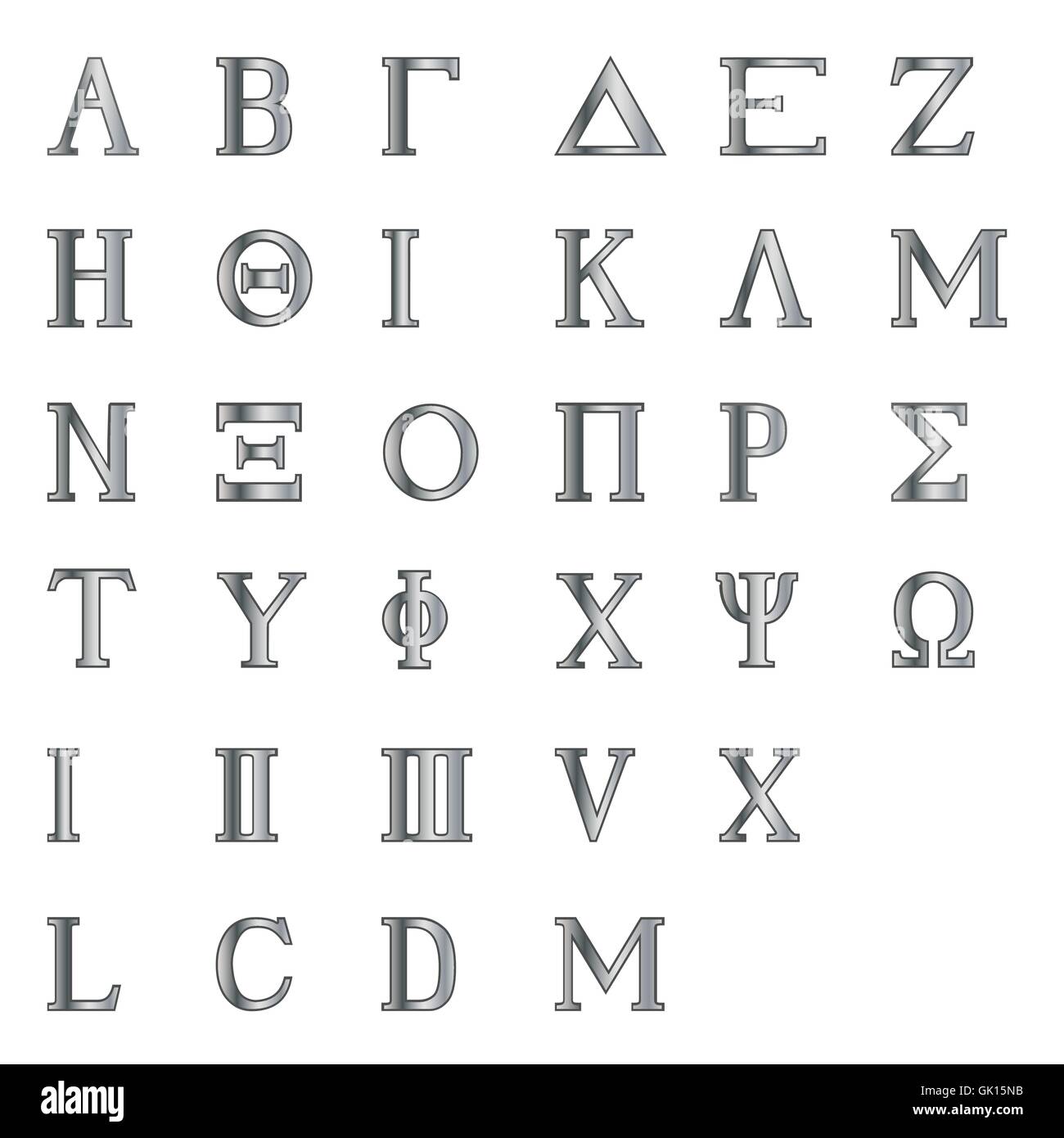 Lettere Greche e numeri Illustrazione Vettoriale