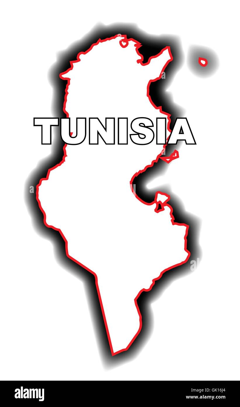 Mappa di contorno di Tunisia Illustrazione Vettoriale