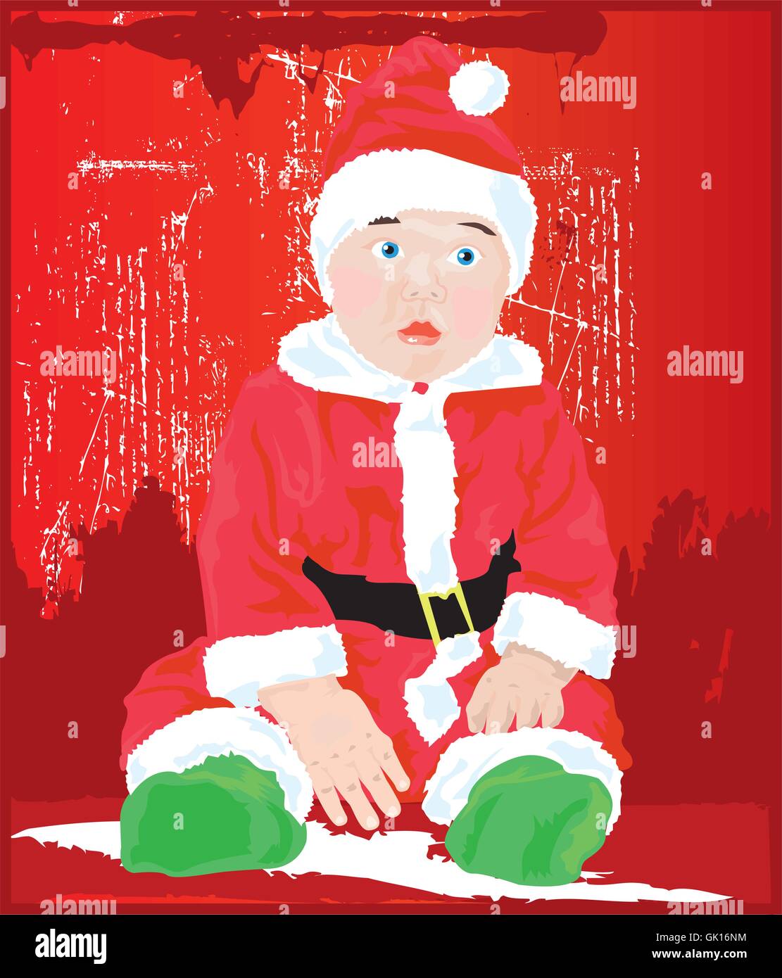 Natale bambino rosso Illustrazione Vettoriale