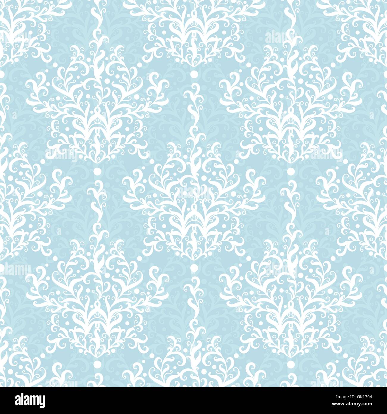 Vettore di vintage azzurro rami damasco seamless sfondo pattern Illustrazione Vettoriale