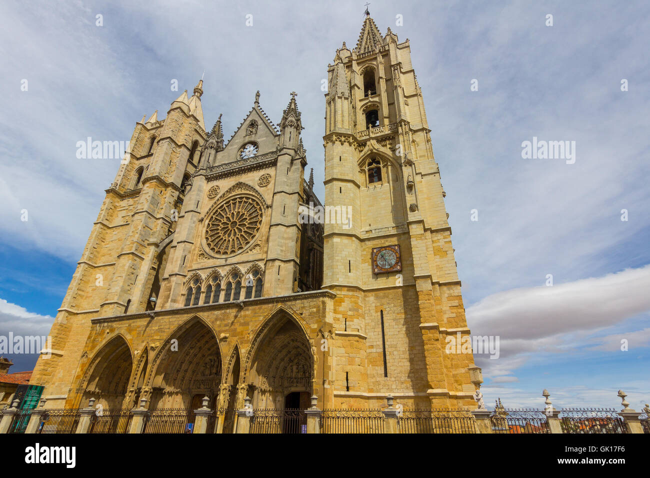 Famosa Cattedrale di Leon in Spagna Foto Stock