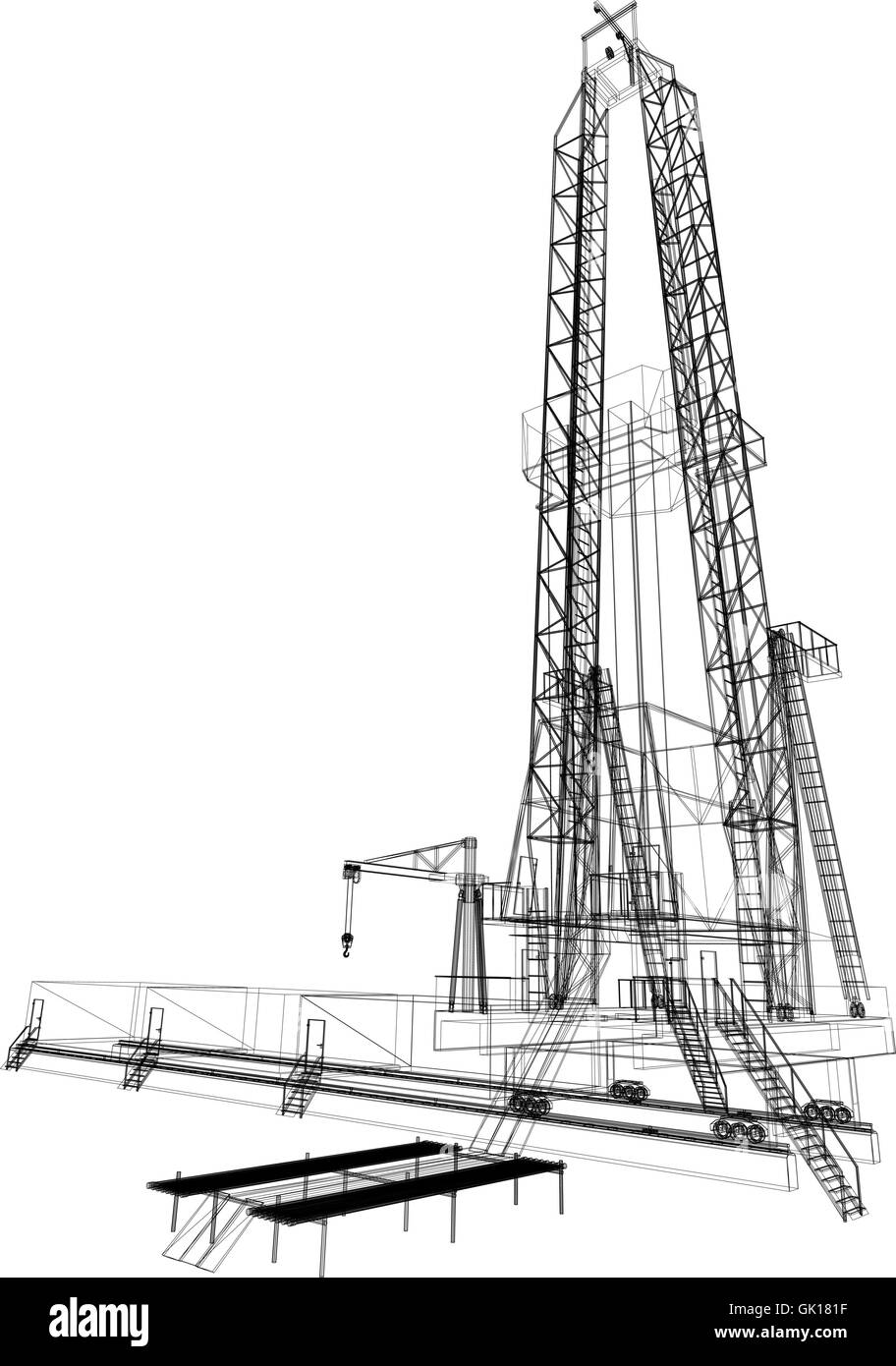 Oil Rig. Dettagliata illustrazione vettoriale Illustrazione Vettoriale