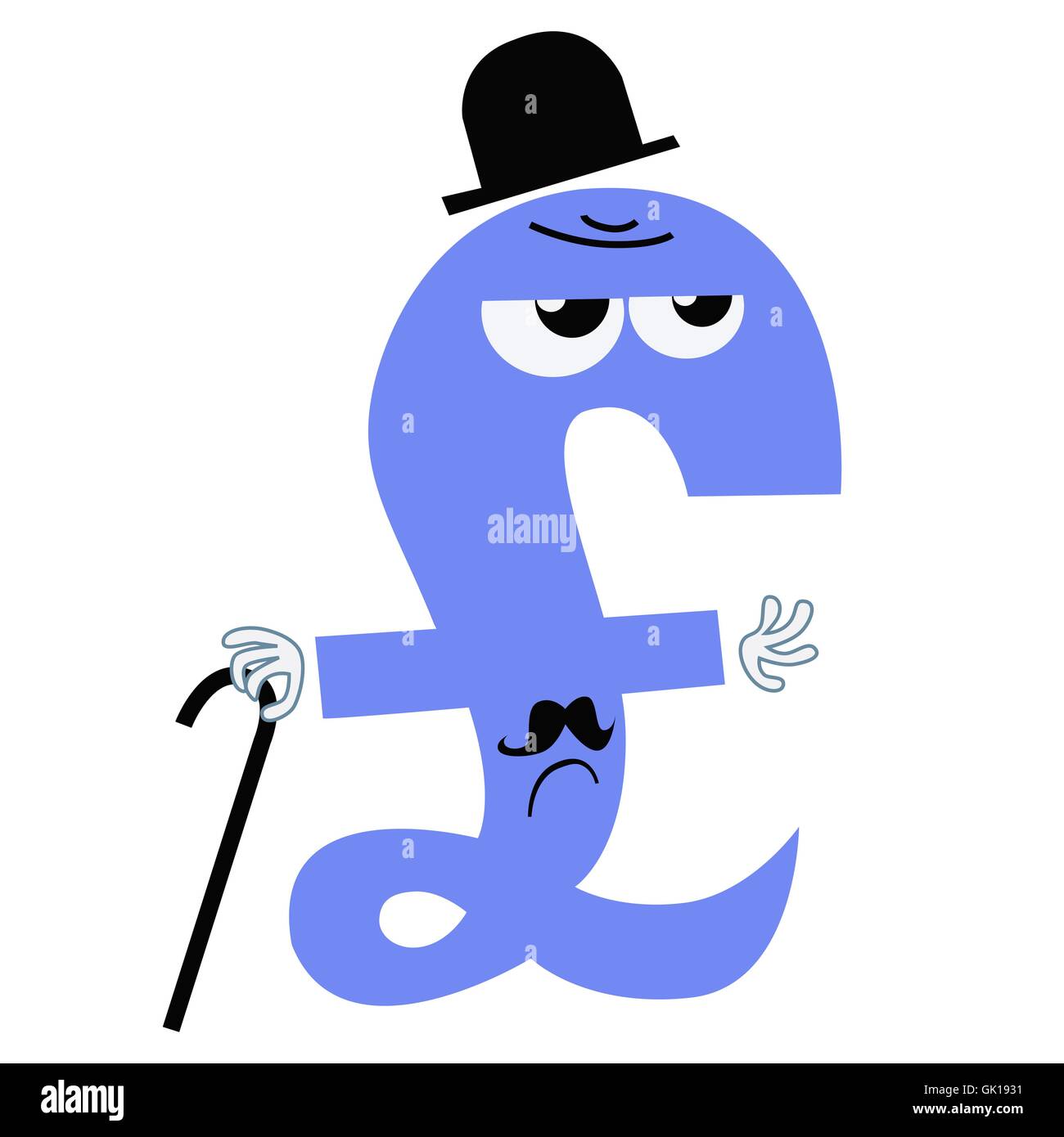 Carattere moneta nazionale sterlina REGNO UNITO Inghilterra gentleman Illustrazione Vettoriale