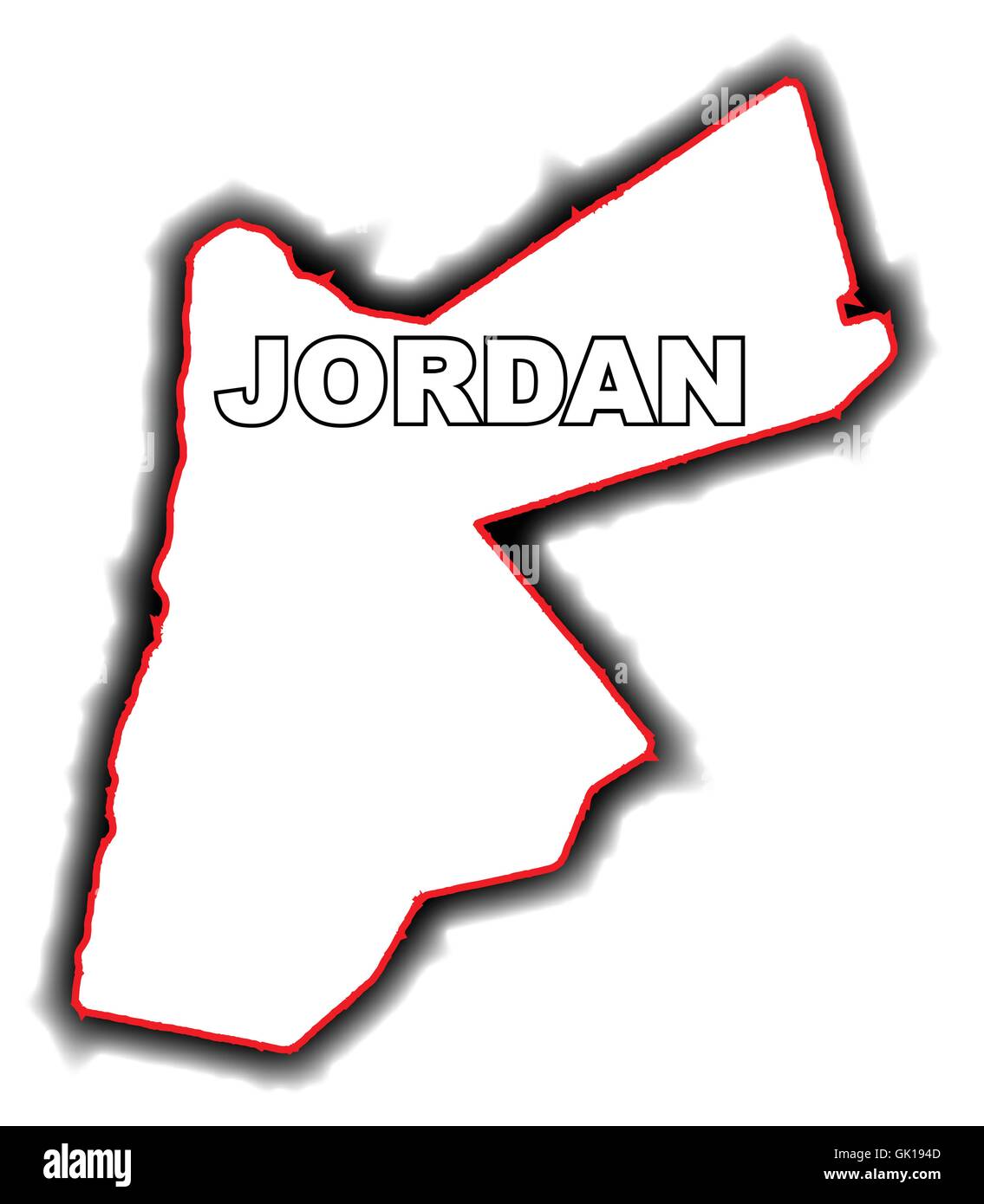 Mappa di contorno di Giordania Illustrazione Vettoriale