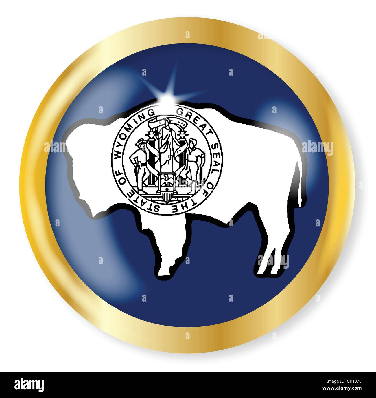 Bandiera del Wyoming Button Illustrazione Vettoriale