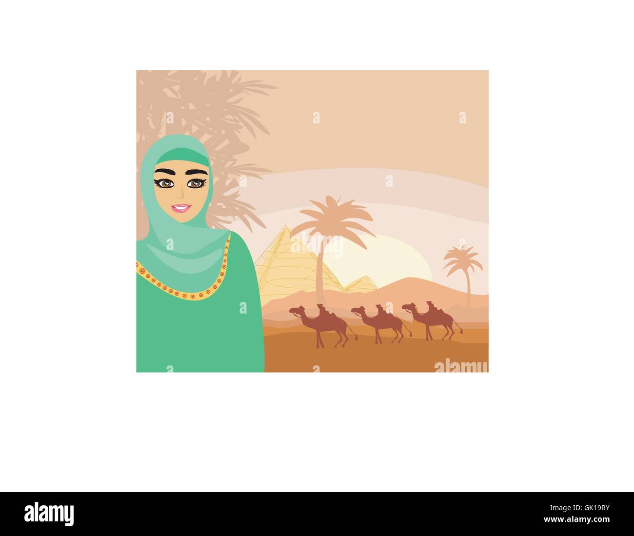 La donna araba nel deserto Illustrazione Vettoriale
