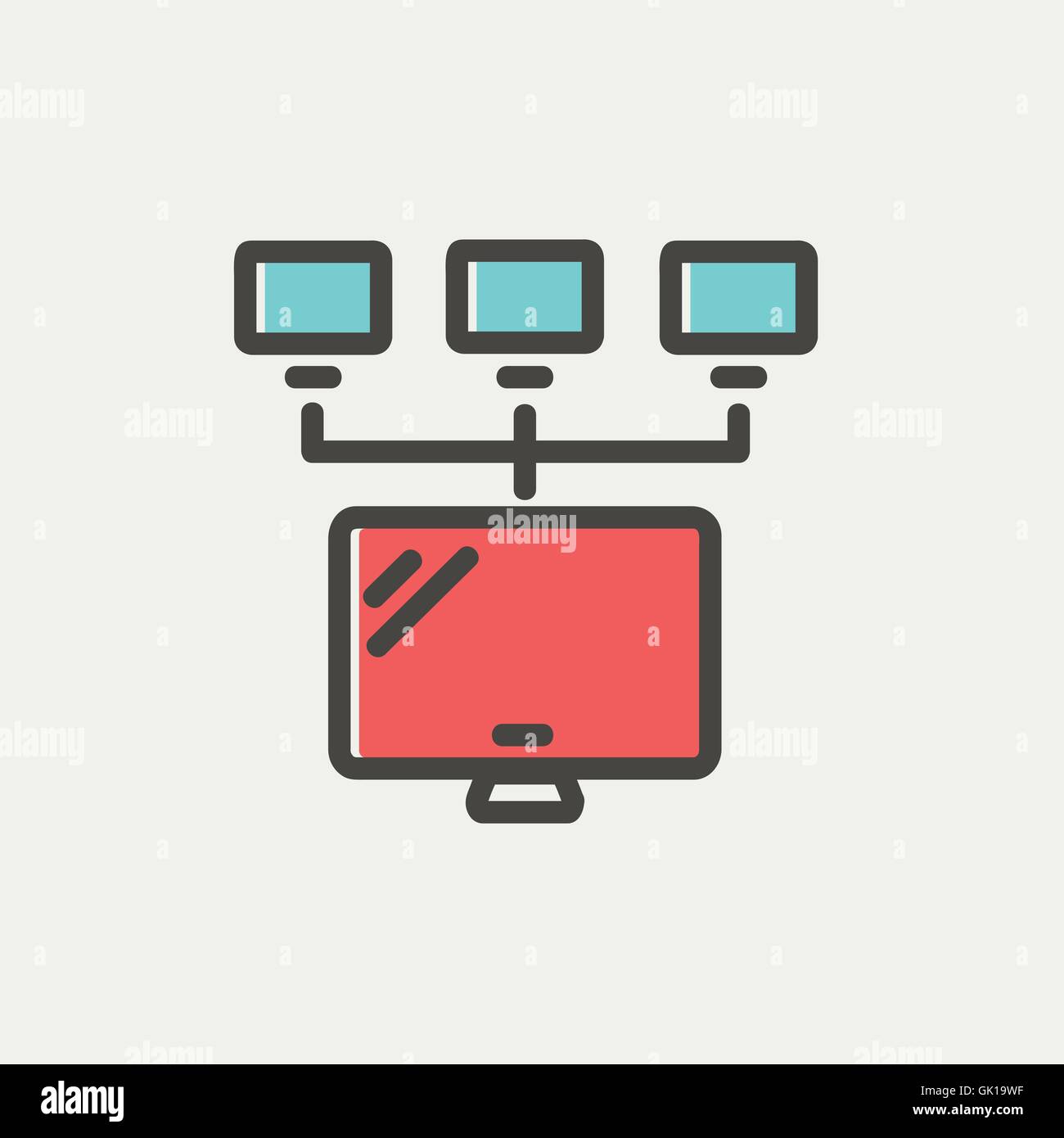 Schermo con telecamere thin line icona Illustrazione Vettoriale