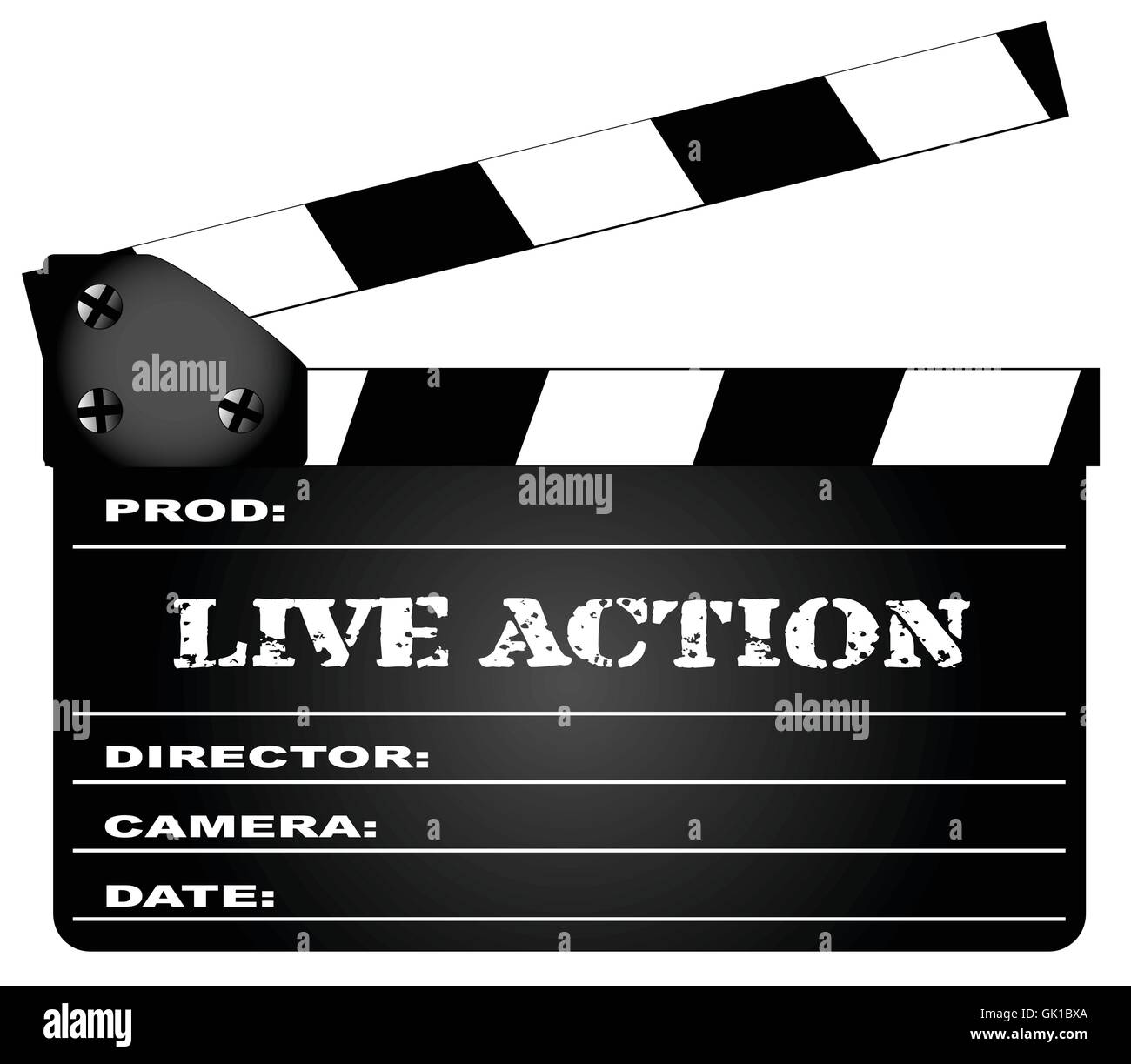 Live Action Clapperboard Illustrazione Vettoriale