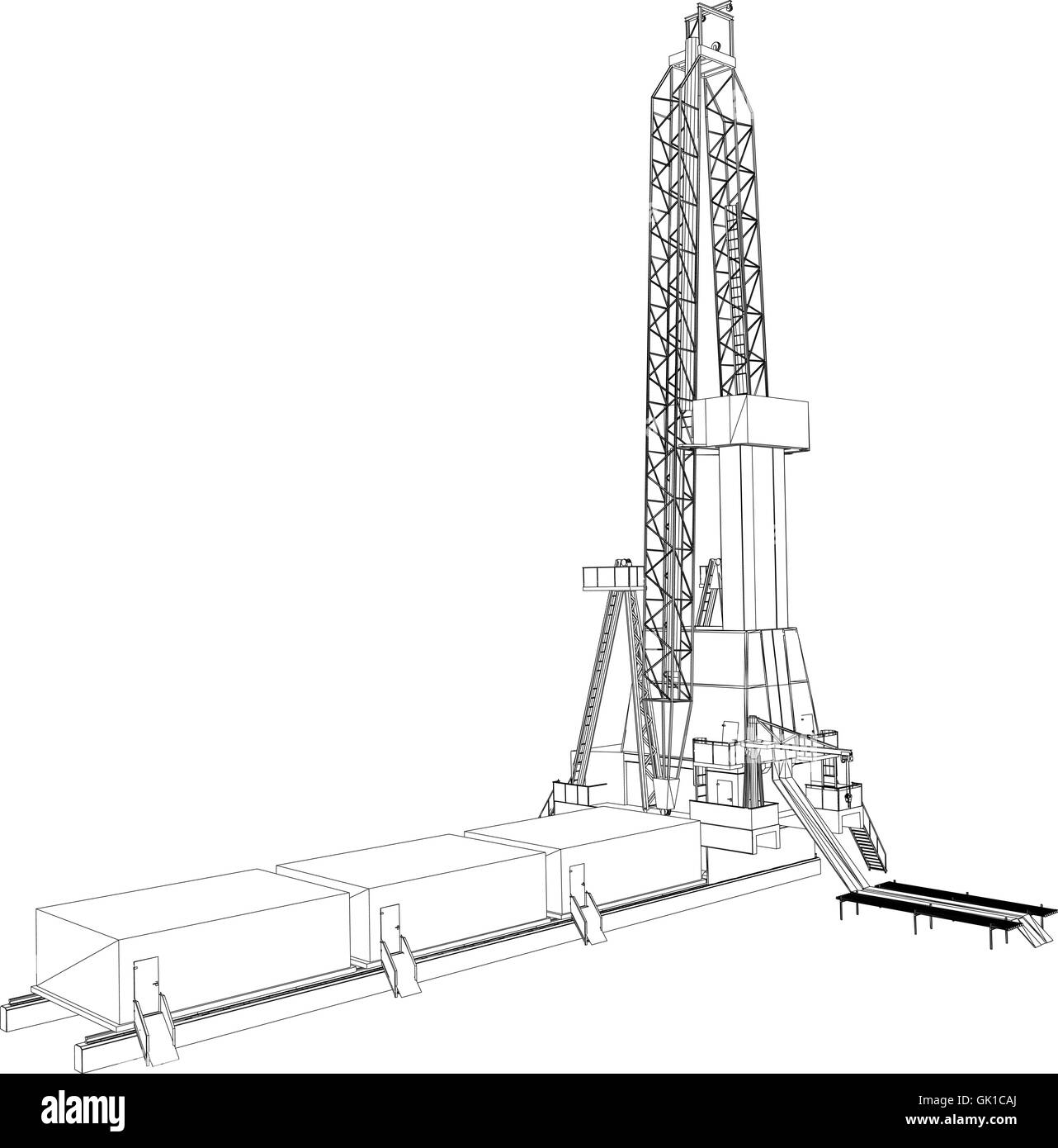 Oil Rig. Dettagliata illustrazione vettoriale Illustrazione Vettoriale
