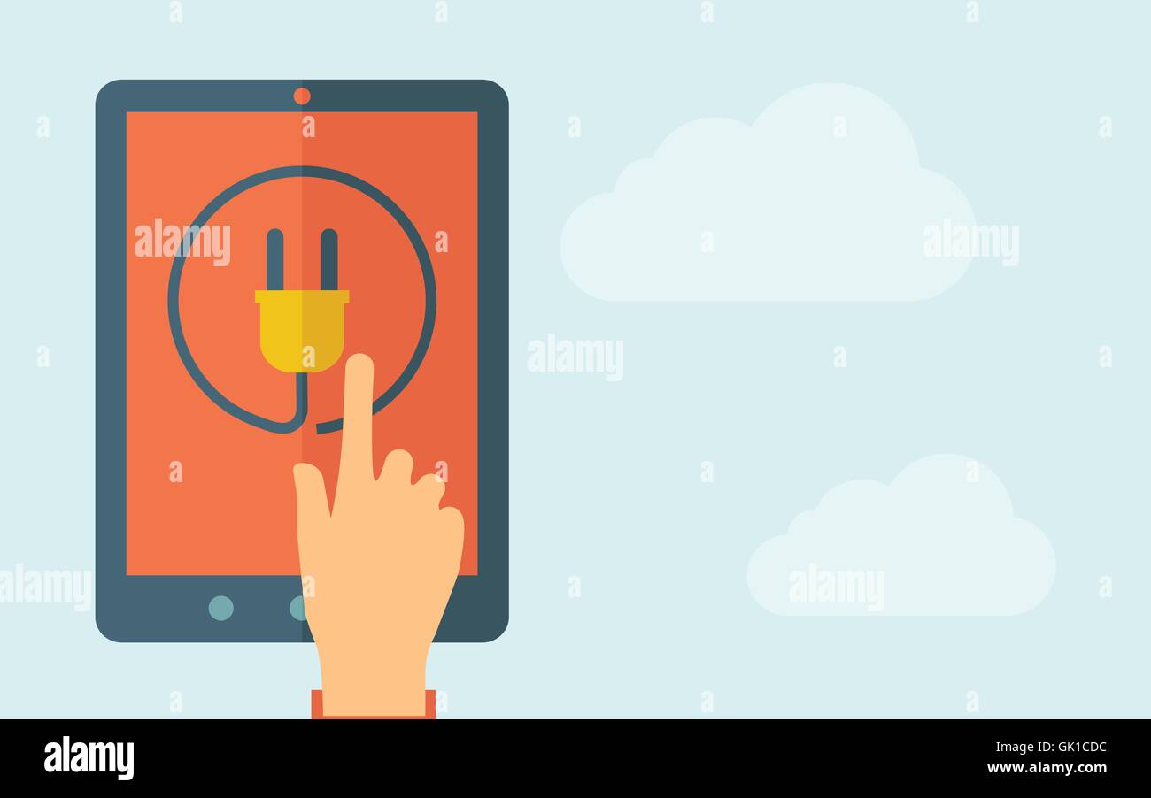 Tablet Touch-screen con l'icona di collegamento Illustrazione Vettoriale