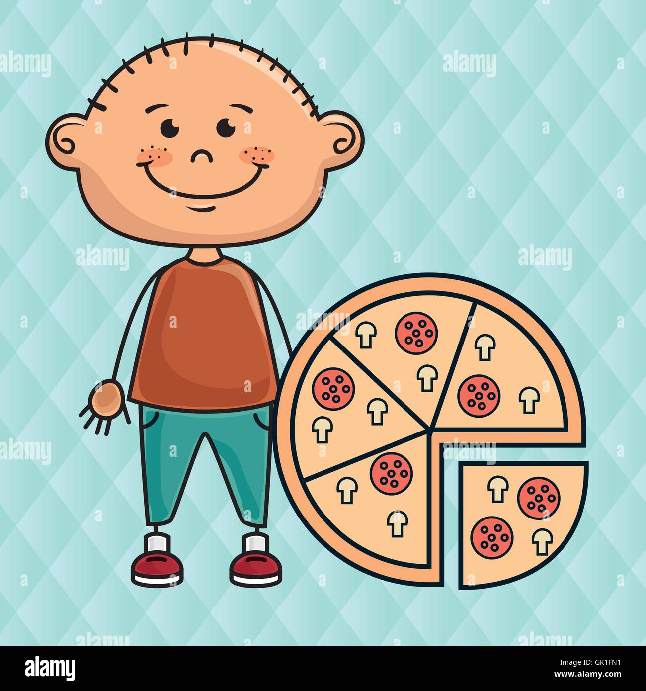 Ragazzo pizza fast food Illustrazione Vettoriale