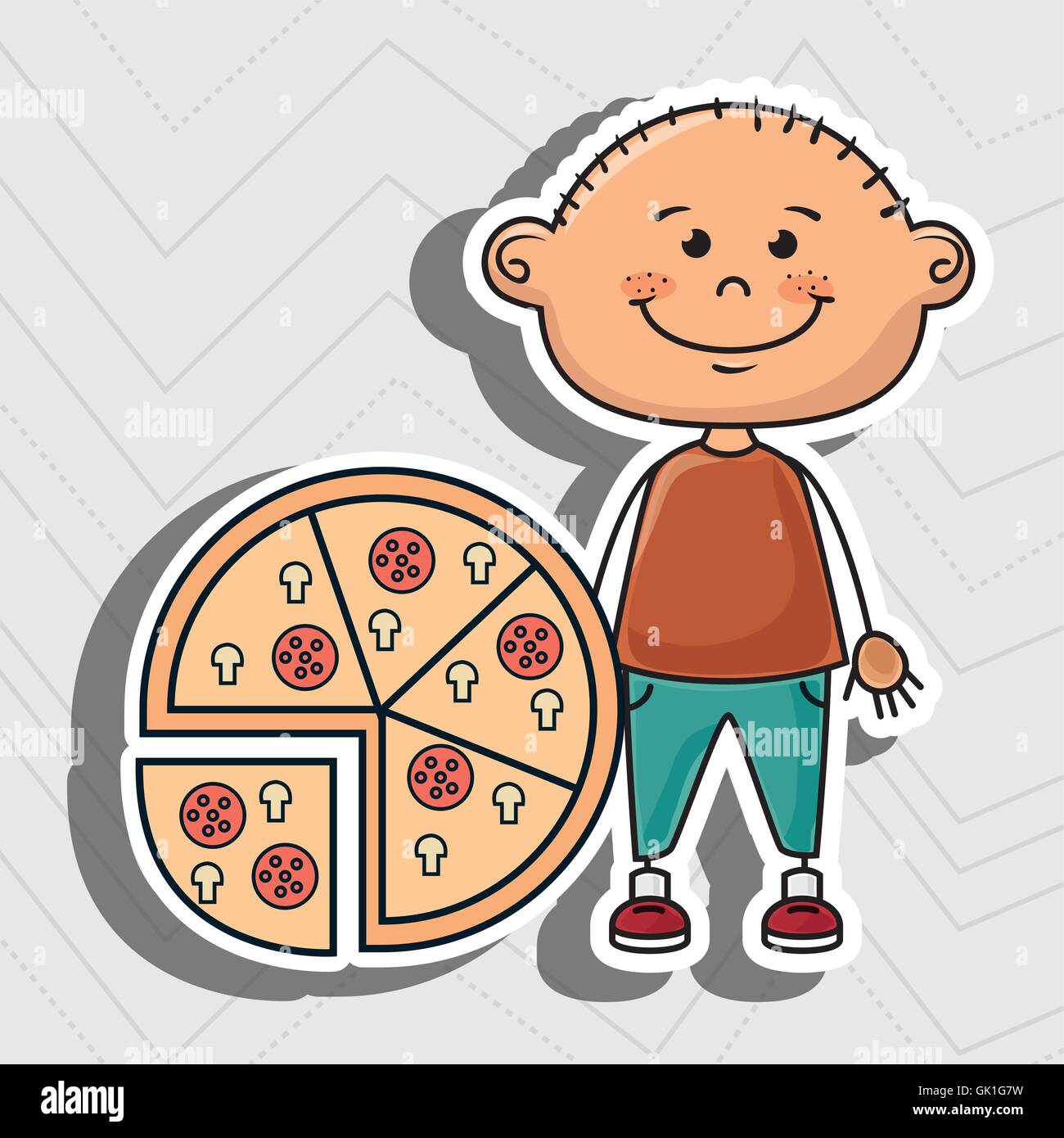 Ragazzo pizza fast food Illustrazione Vettoriale