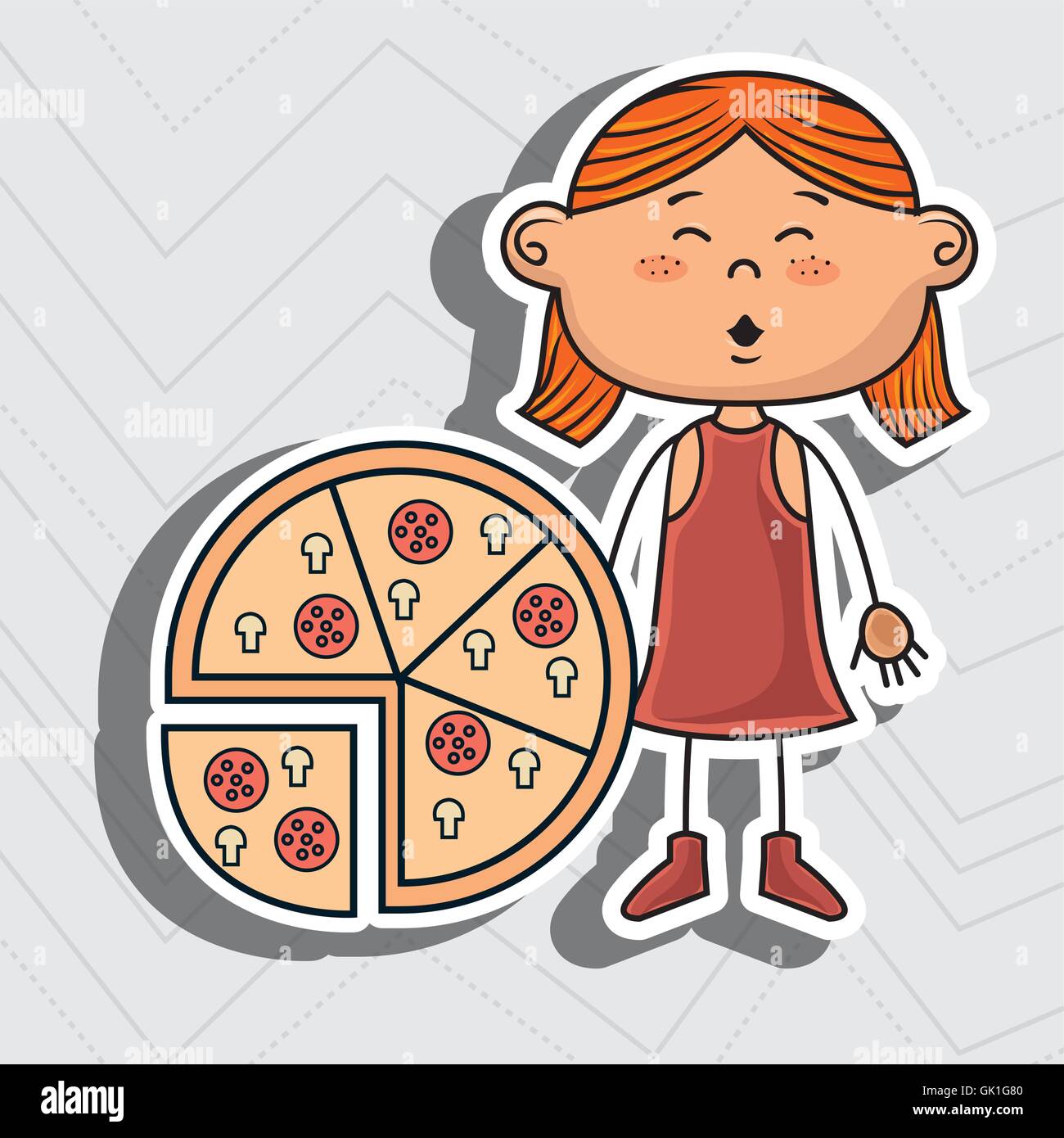 Ragazza pizza fast food Illustrazione Vettoriale